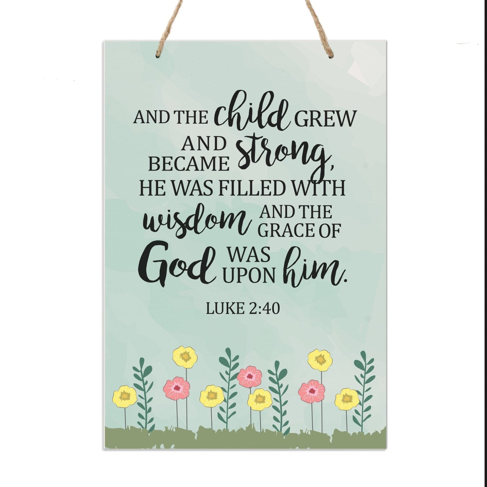 Wall Hanging Rope Signs Baptism Gifts For Boys And Girls - And The Child Grew - LifeSong Milestones