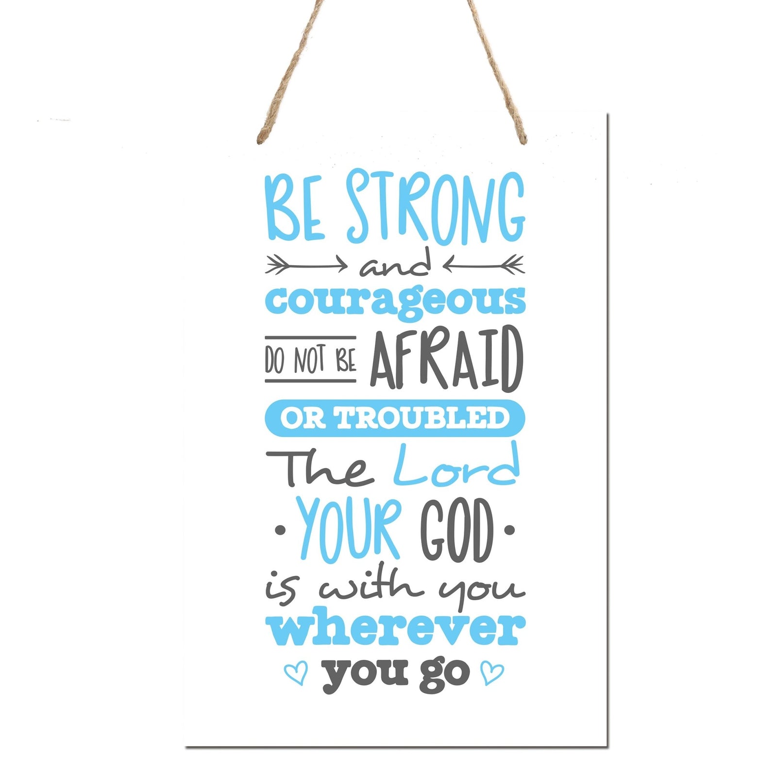 Wall Hanging Rope Signs Baptism Gifts For Boys And Girls - Be Strong and Courageous - LifeSong Milestones