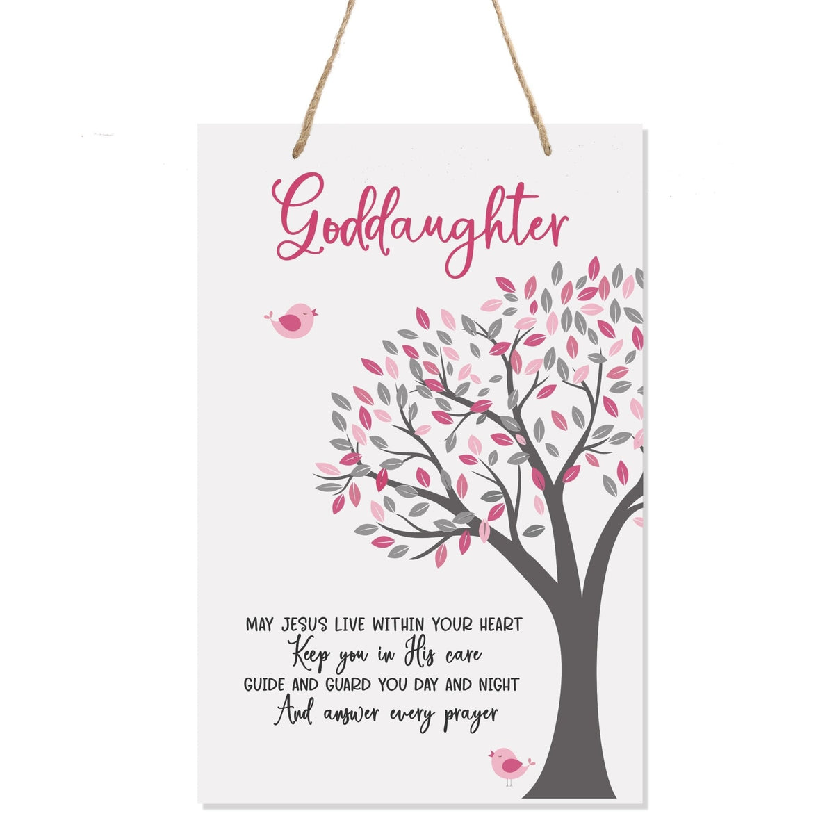 Wall Hanging Rope Signs Baptism Gifts for Girls - Goddaughter May Jesus Live Within - LifeSong Milestones