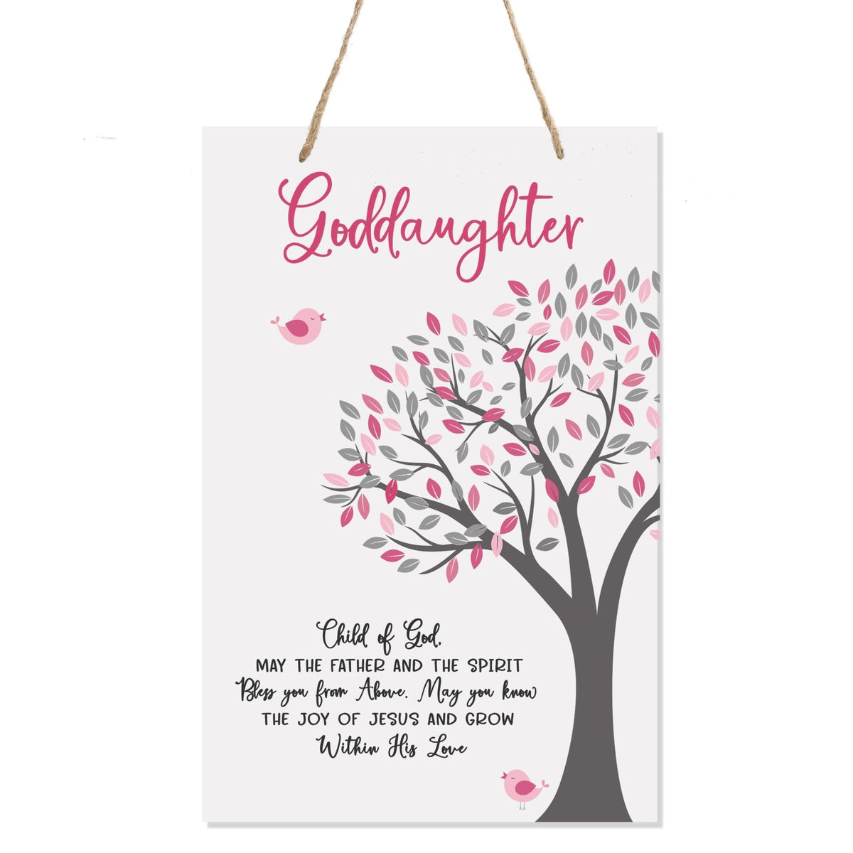 Wall Hanging Rope Signs Baptism Gifts for Girls - Goddaughter May The Father And The Spirit - LifeSong Milestones