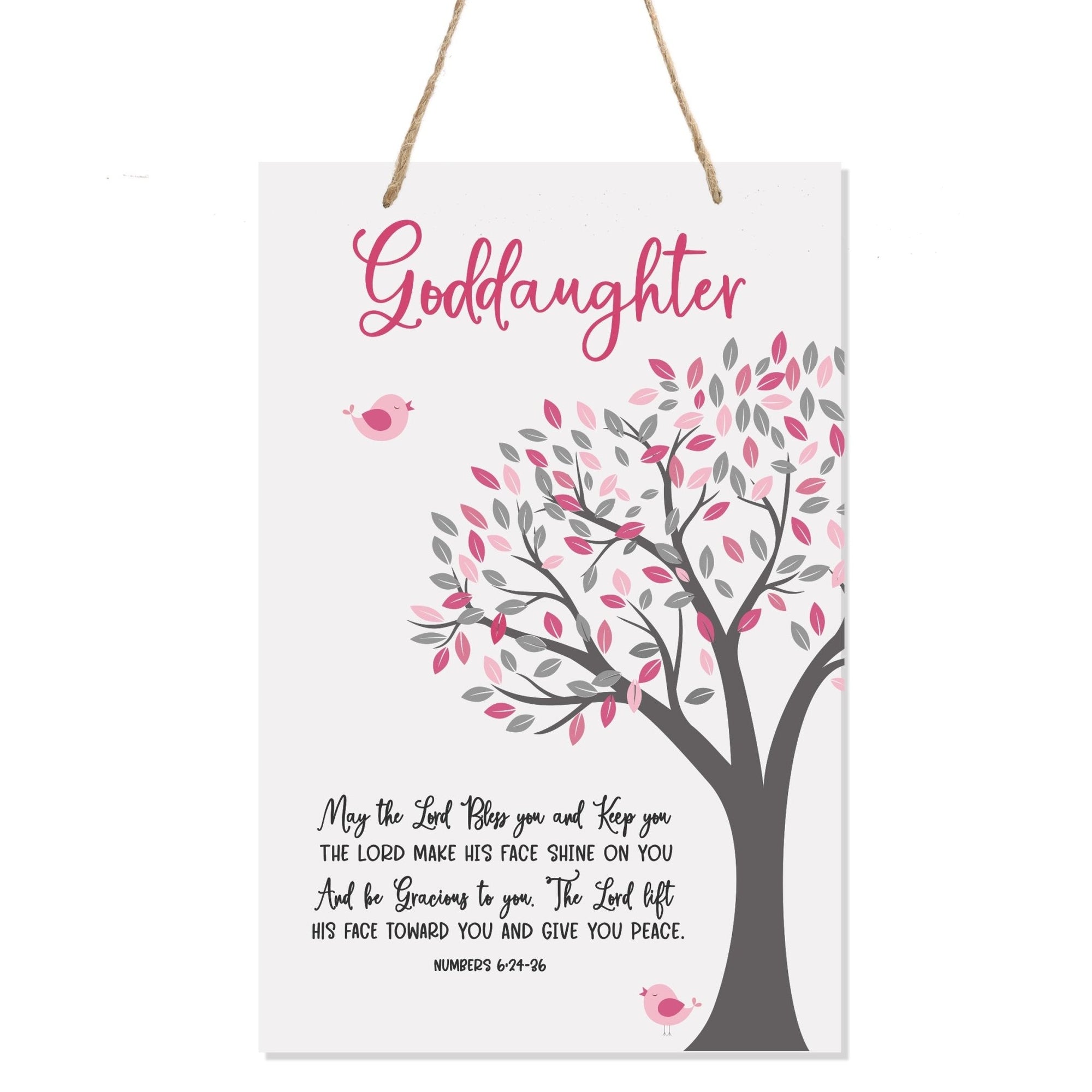 Wall Hanging Rope Signs Baptism Gifts for Girls - Goddaughter May The Lord Bless You - LifeSong Milestones