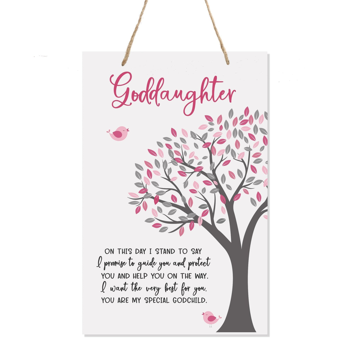 Wall Hanging Rope Signs Baptism Gifts for Girls - Goddaughter On This Day I Stand - LifeSong Milestones