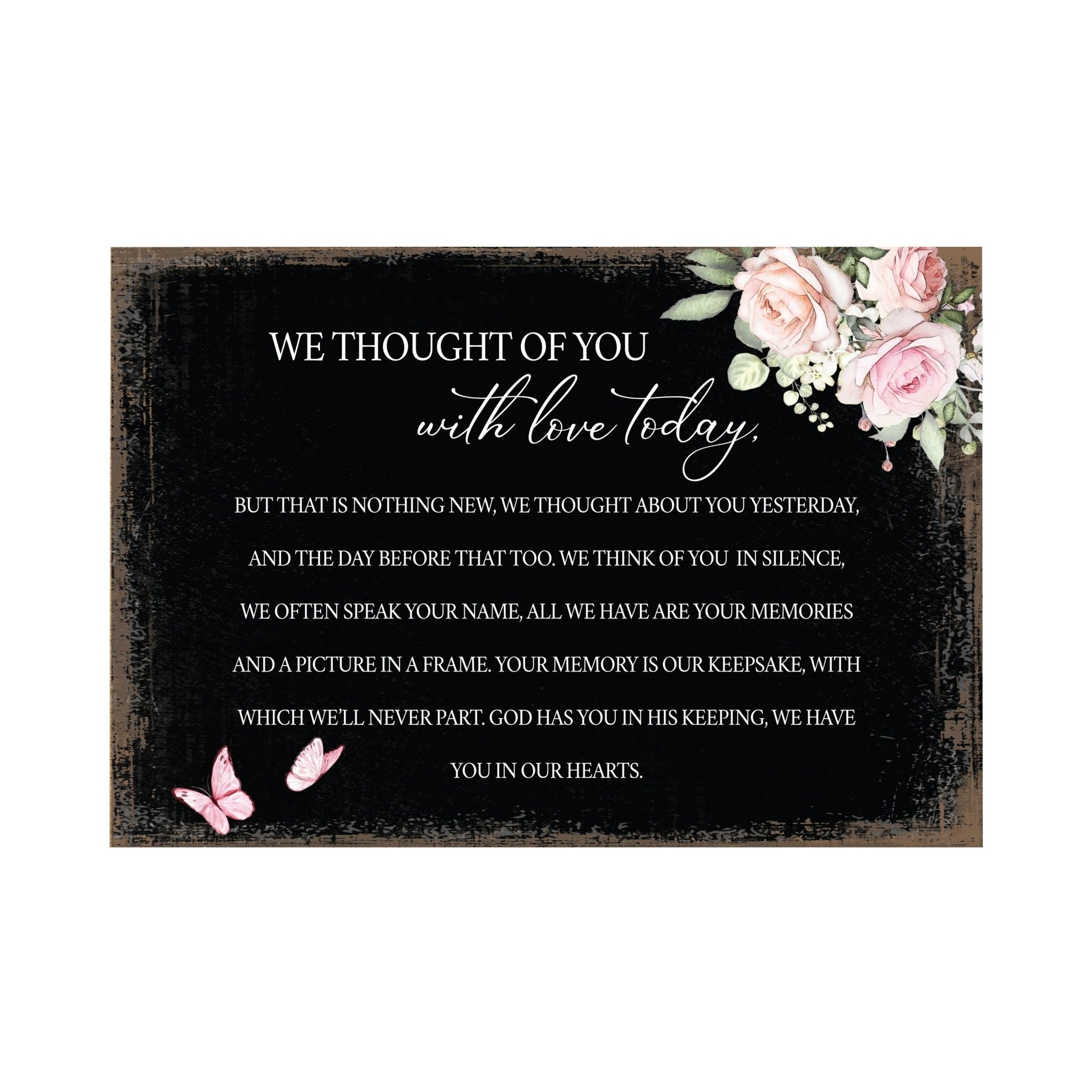 We Thought Of You Wooden Floral 5.5x8 Inches Memorial Art Sign Table Top and shelf decor For Home Décor - LifeSong Milestones