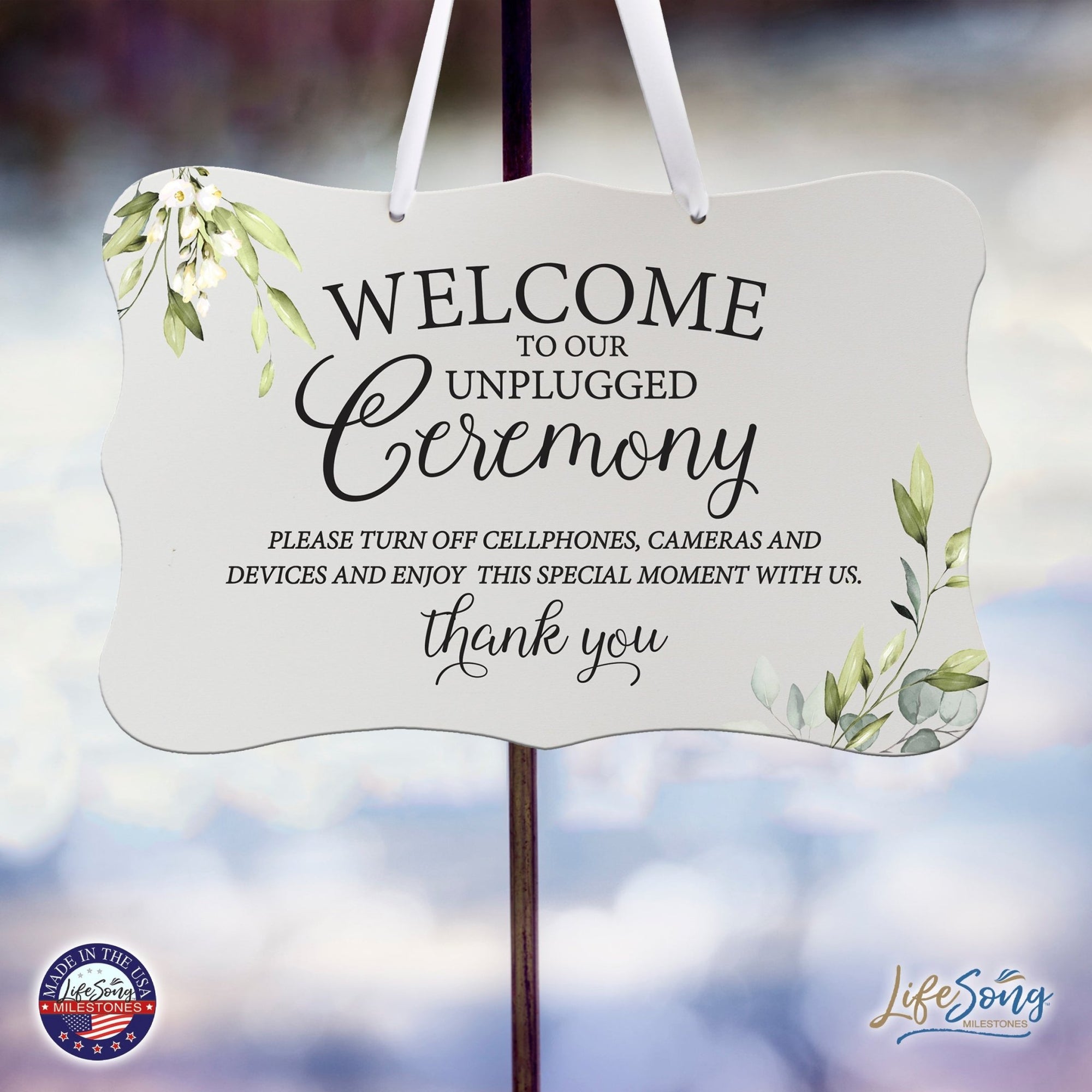 Wedding Hanging Sign - Unplugged Ceremony - LifeSong Milestones