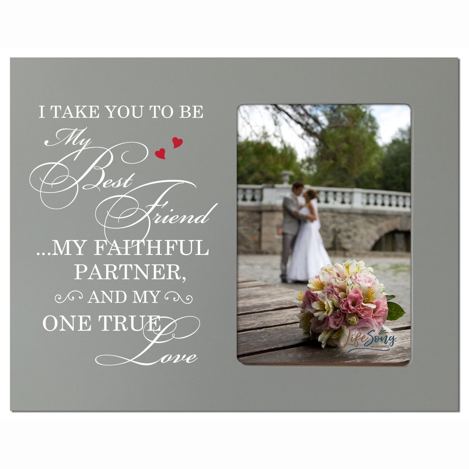 Wedding Vow Digitally Printed Photo Frame with Red Hearts Design - LifeSong Milestones