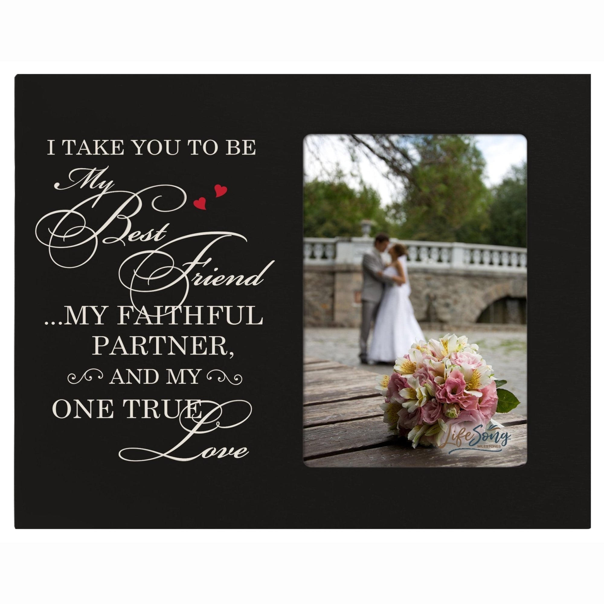 Wedding Vow Digitally Printed Photo Frame with Red Hearts Design - LifeSong Milestones