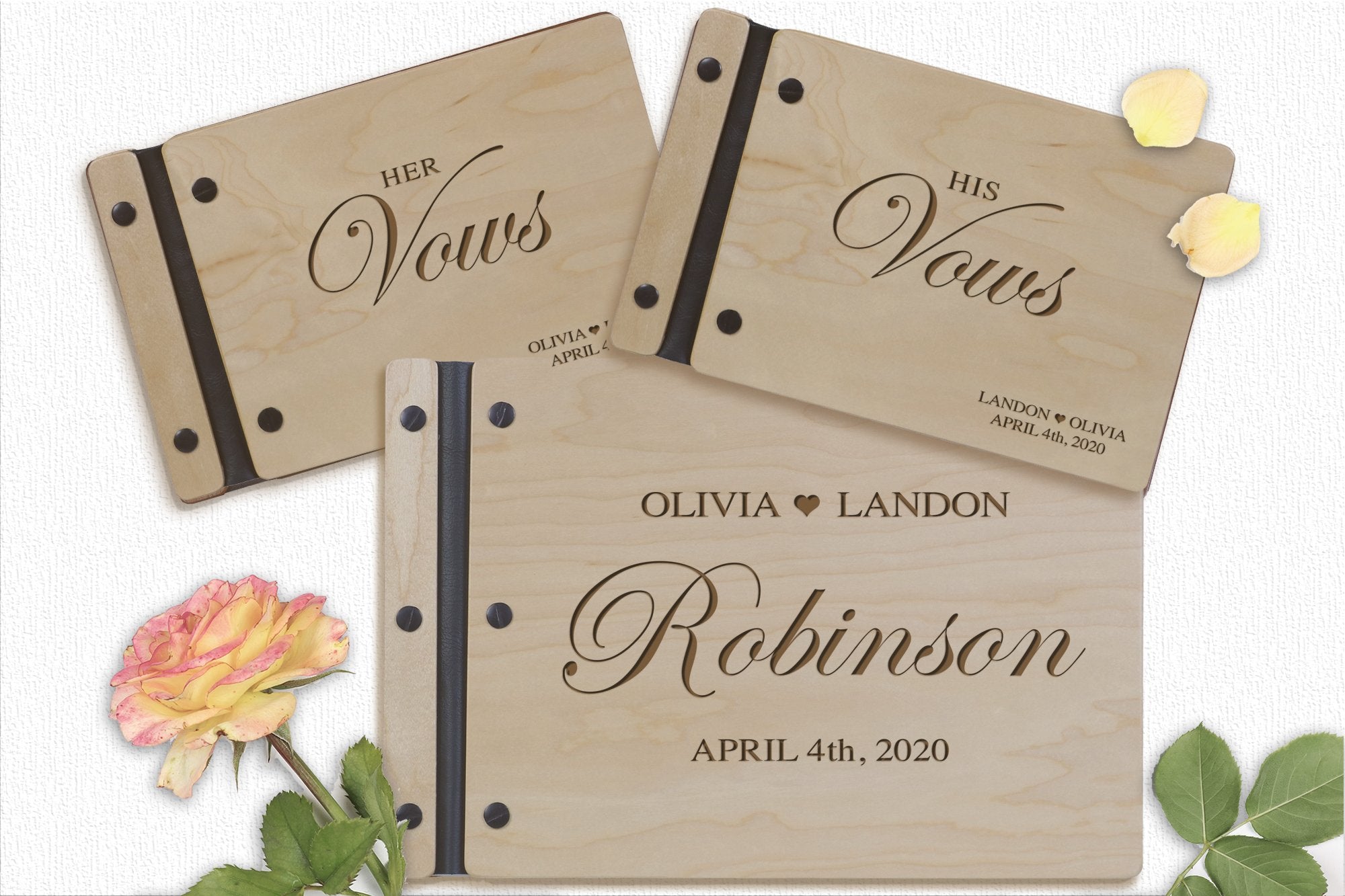 Wedding Vow Guest Book 3 Piece - Design C - LifeSong Milestones