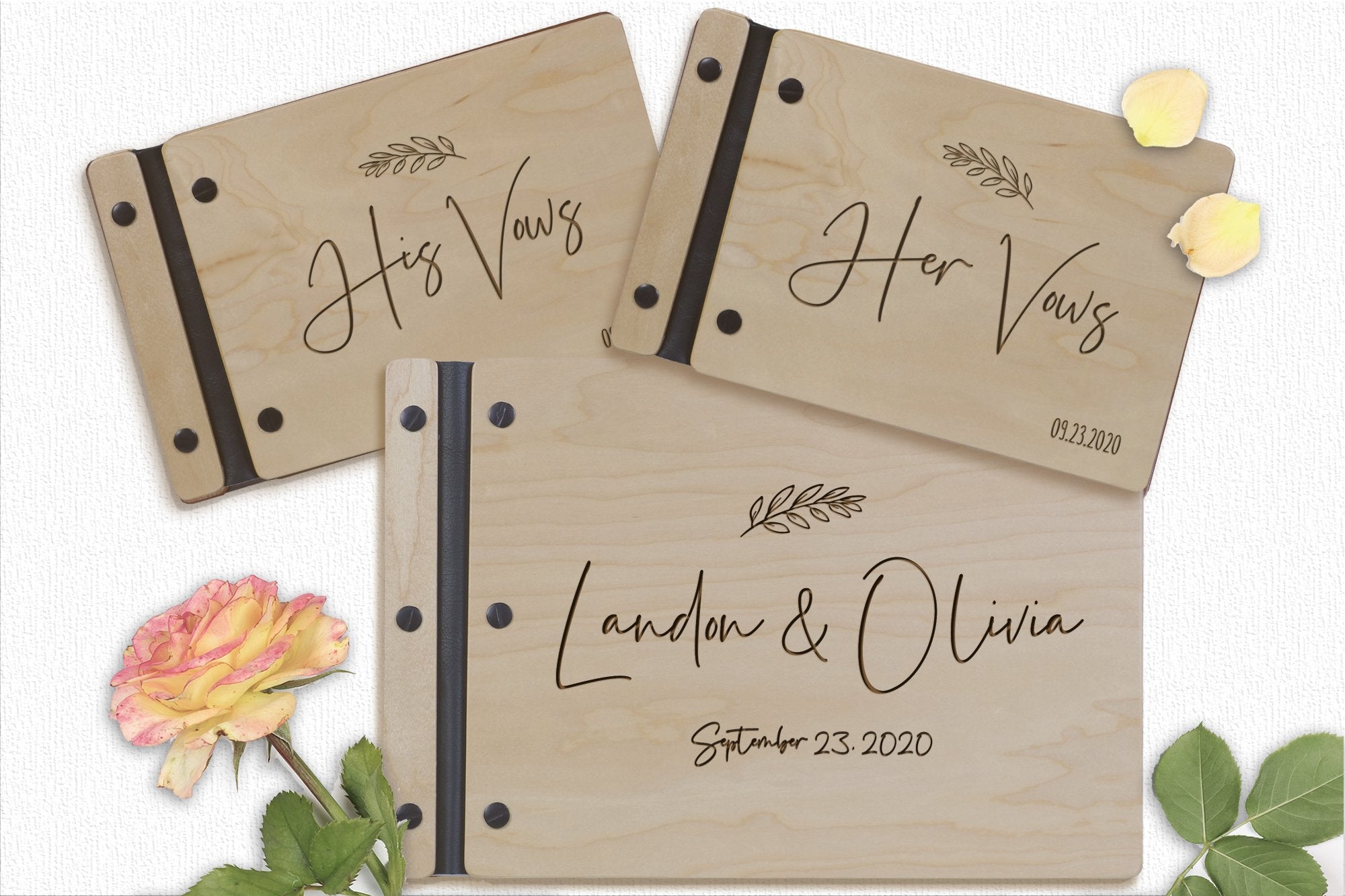 Wedding Vow Guest Book 3 Piece - Design E - LifeSong Milestones