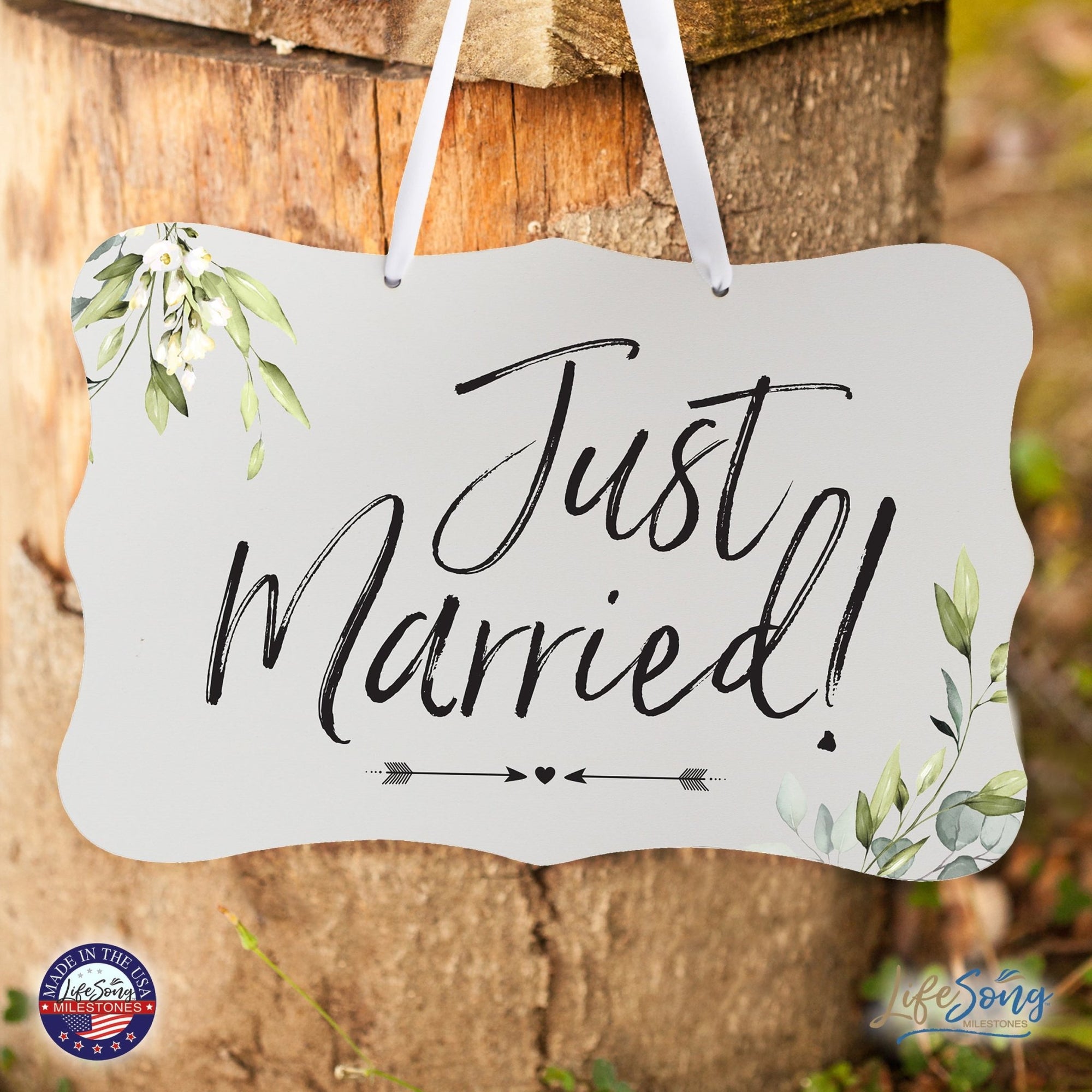 Wedding Wall Hanging Sign - Just Married - LifeSong Milestones