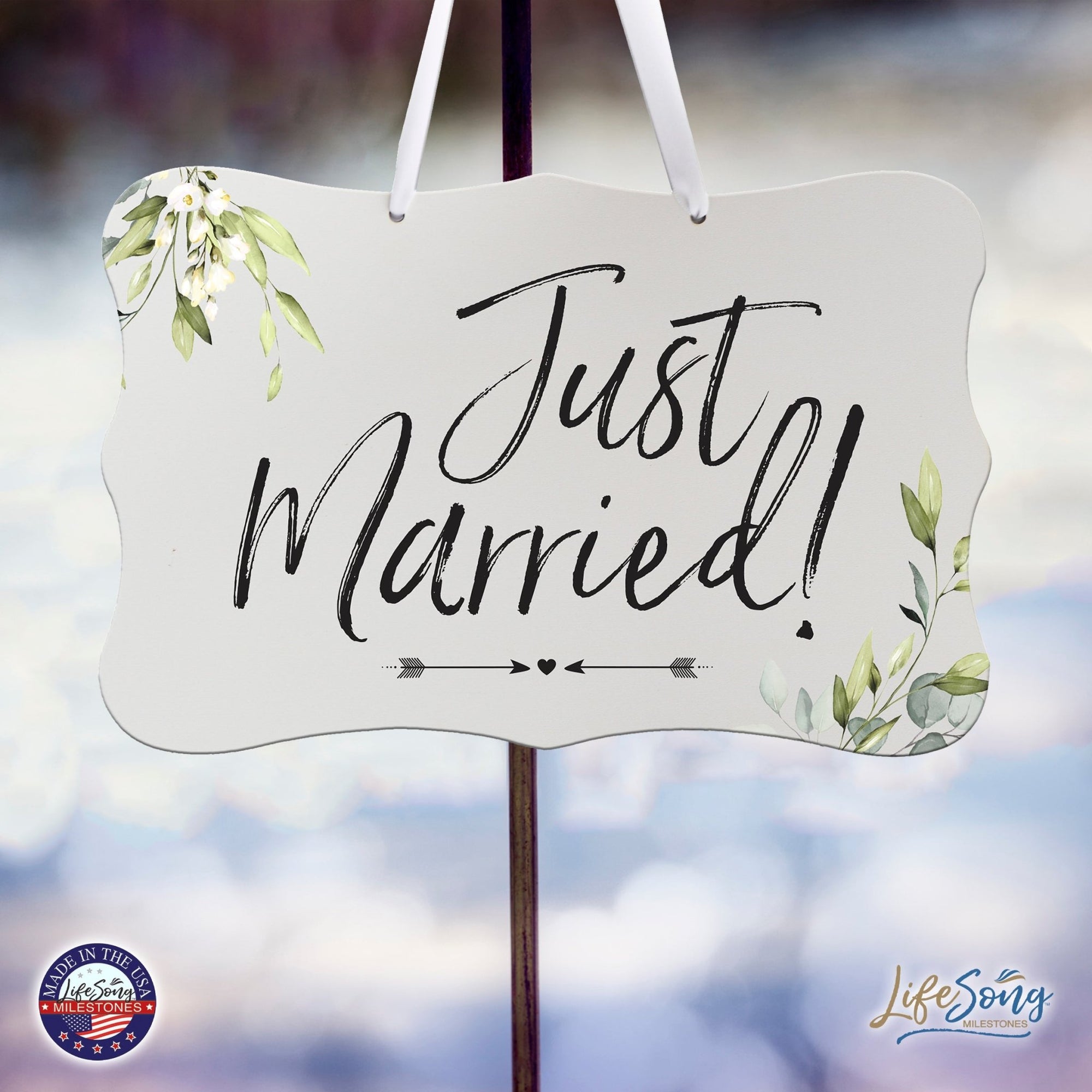 Wedding Wall Hanging Sign - Just Married - LifeSong Milestones