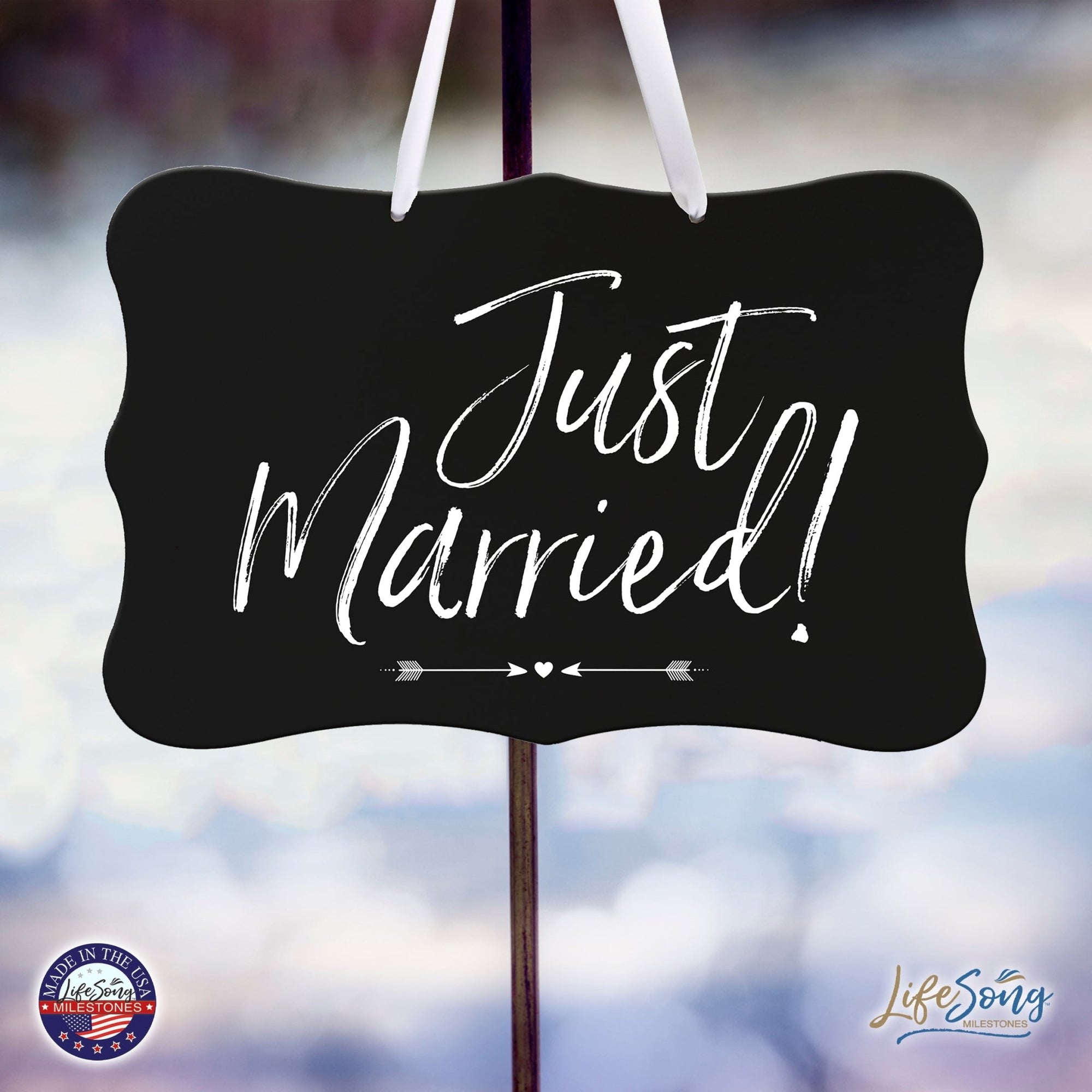 Wedding Wall Hanging Signs For Ceremony And Reception For Couples - Just Married (Heart) - LifeSong Milestones