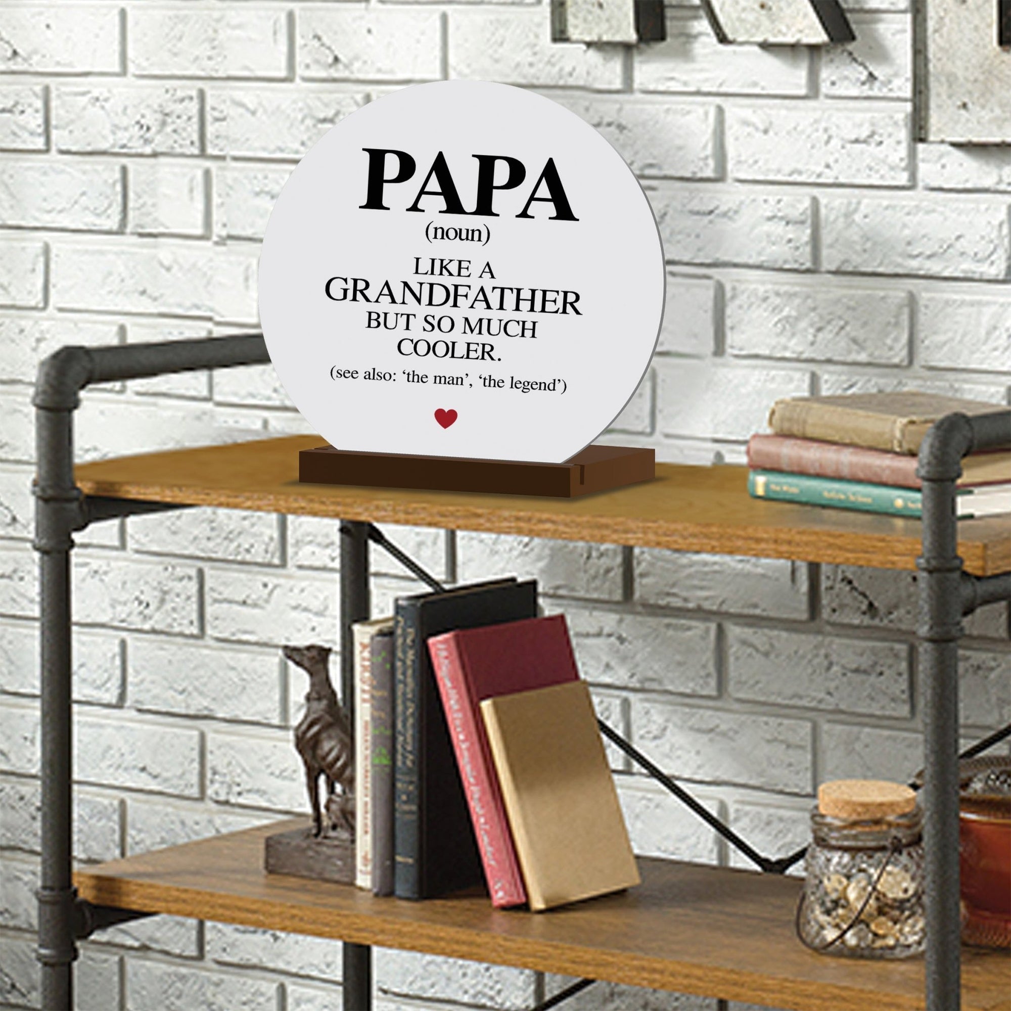 White Round Sign With Wooden Base For Grandparents Gift Ideas - Papa Like Grandfather - LifeSong Milestones