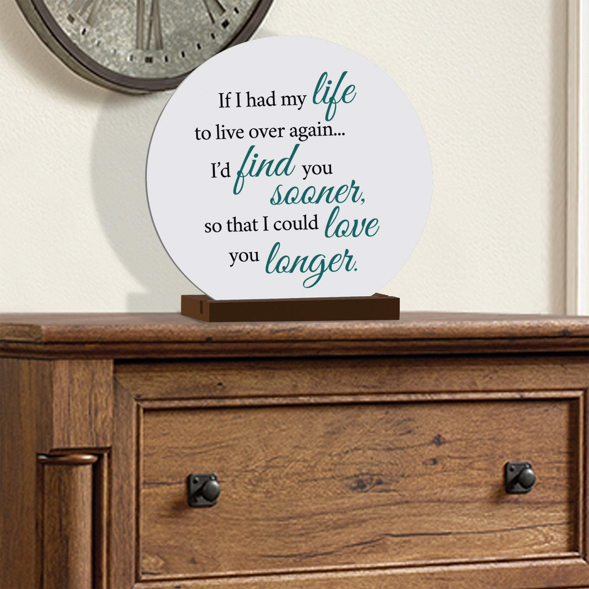 White Round Sign With Wooden Base For Husbands/Boyfriends Gift Ideas - If I Had My Life - LifeSong Milestones