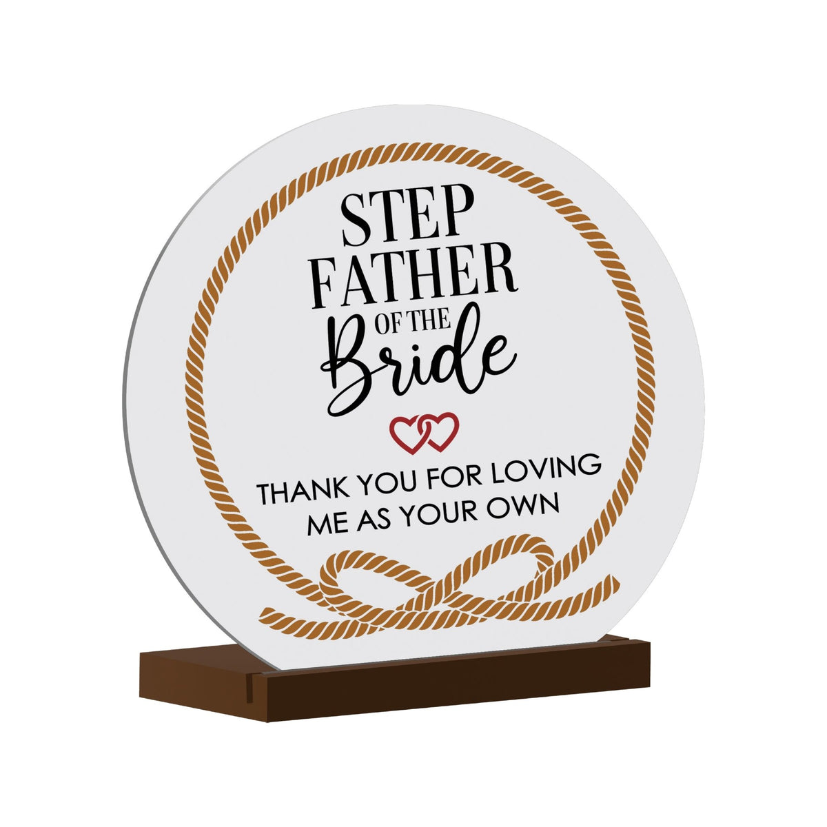 White Round Sign With Wooden Base For Stepdad Gift Ideas - Step Father - LifeSong Milestones