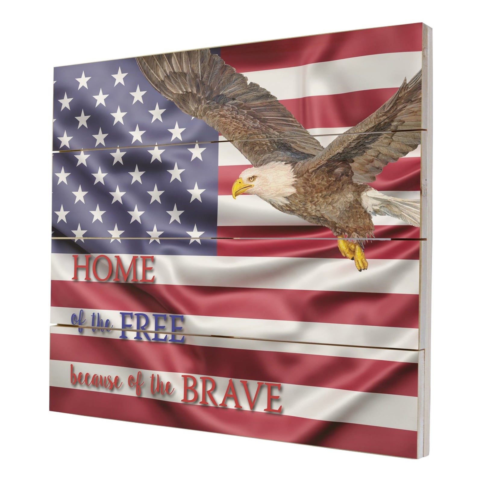 Wooden American Flag Patriotic Veteran Wall Sign Gift Home Of The Free - LifeSong Milestones