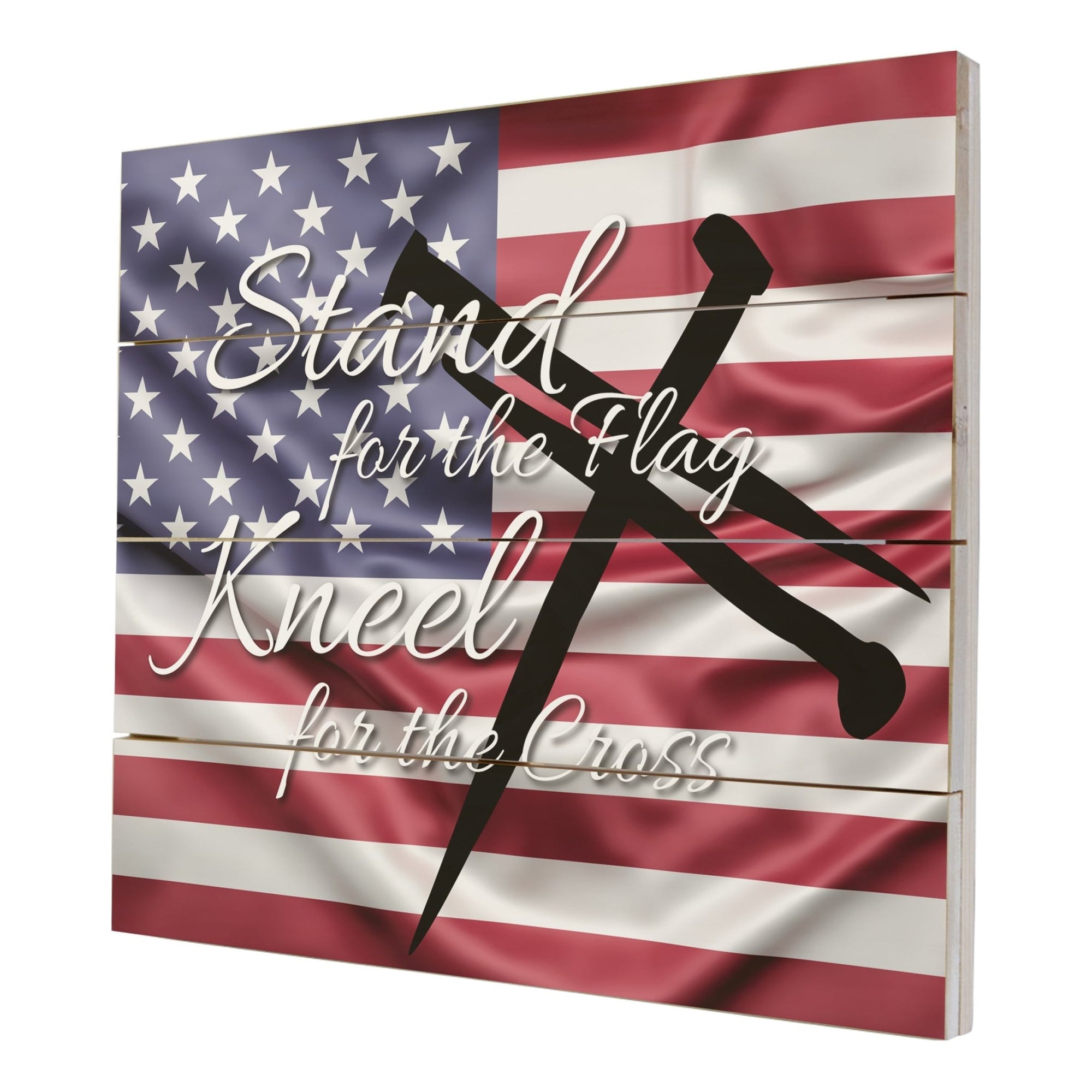 Wooden American Flag Patriotic Veteran Wall Sign - Stand For The Flag - LifeSong Milestones