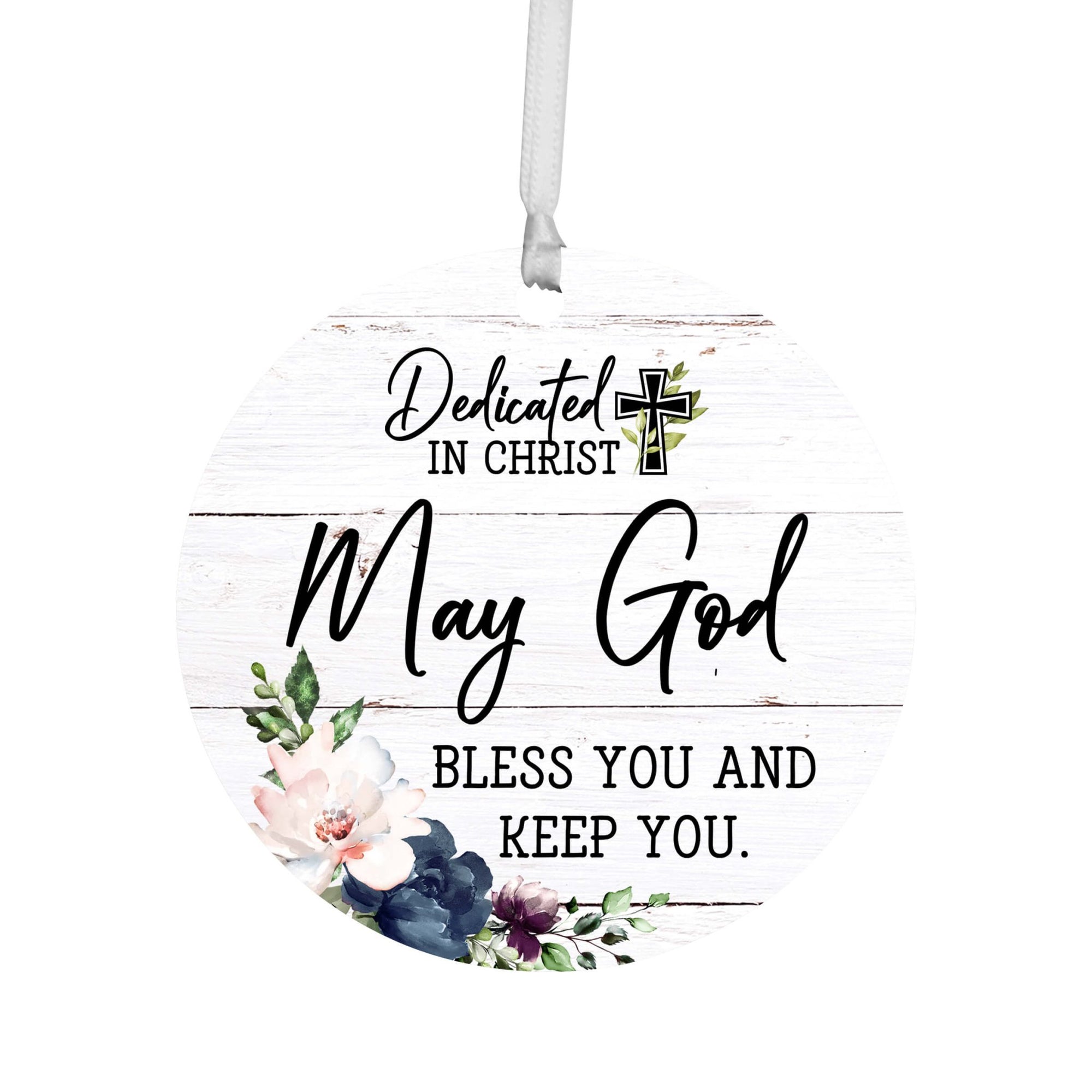 Wooden Baptism Hanging Ornament Gift for Godchild - Dedicated In Christ - LifeSong Milestones