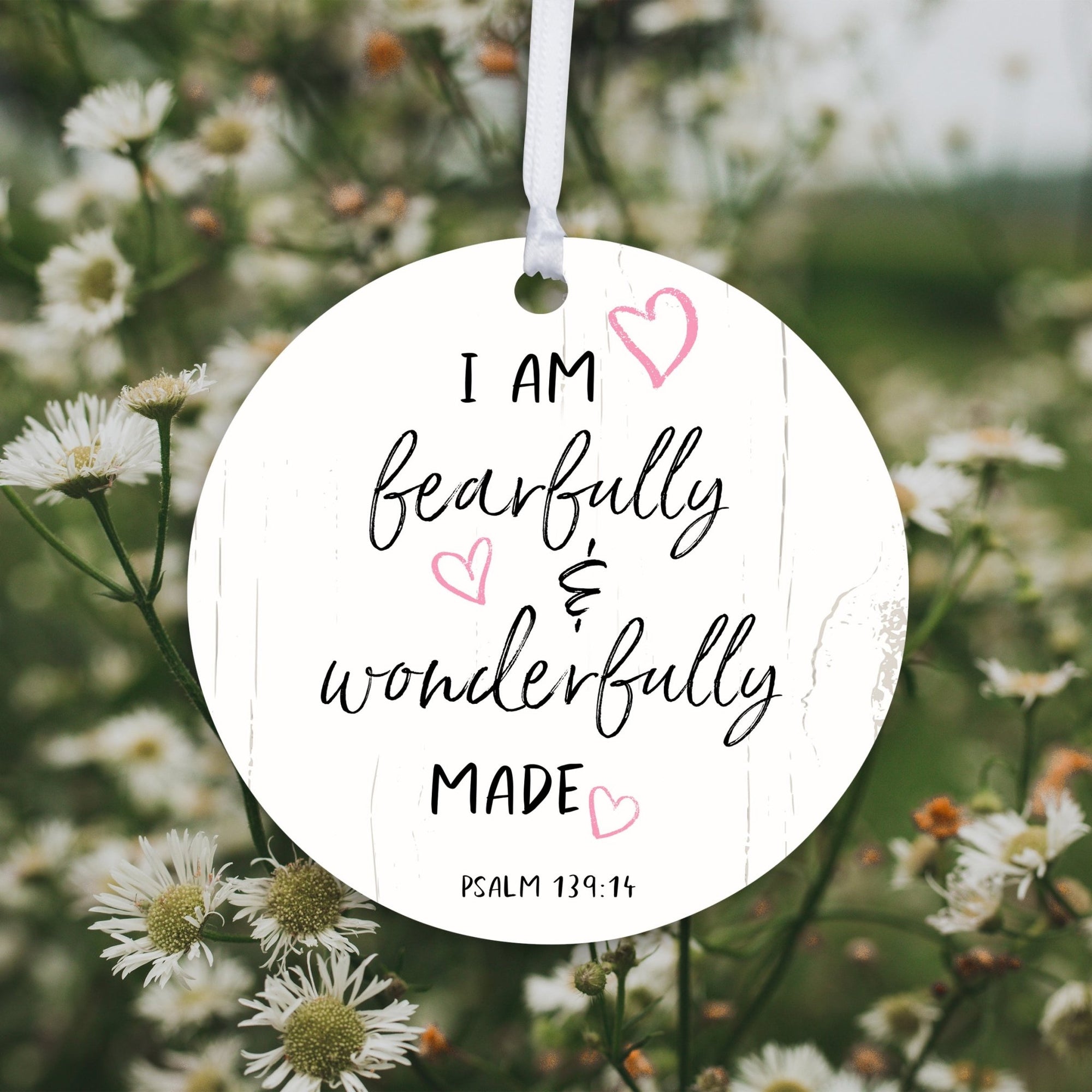 Wooden Baptism Hanging Ornament Gift for Godchild - I Am Fearfully and Wonderfully - LifeSong Milestones