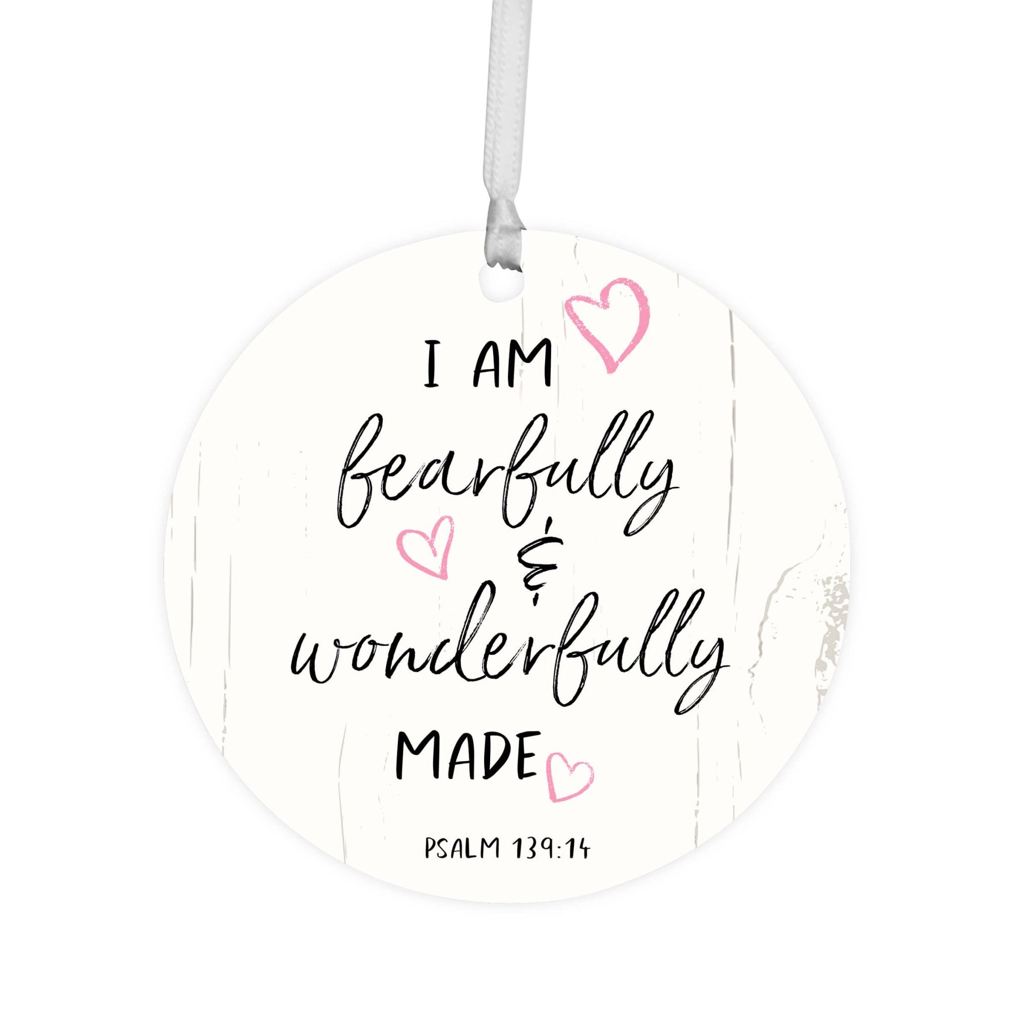 Wooden Baptism Hanging Ornament Gift for Godchild - I Am Fearfully and Wonderfully - LifeSong Milestones