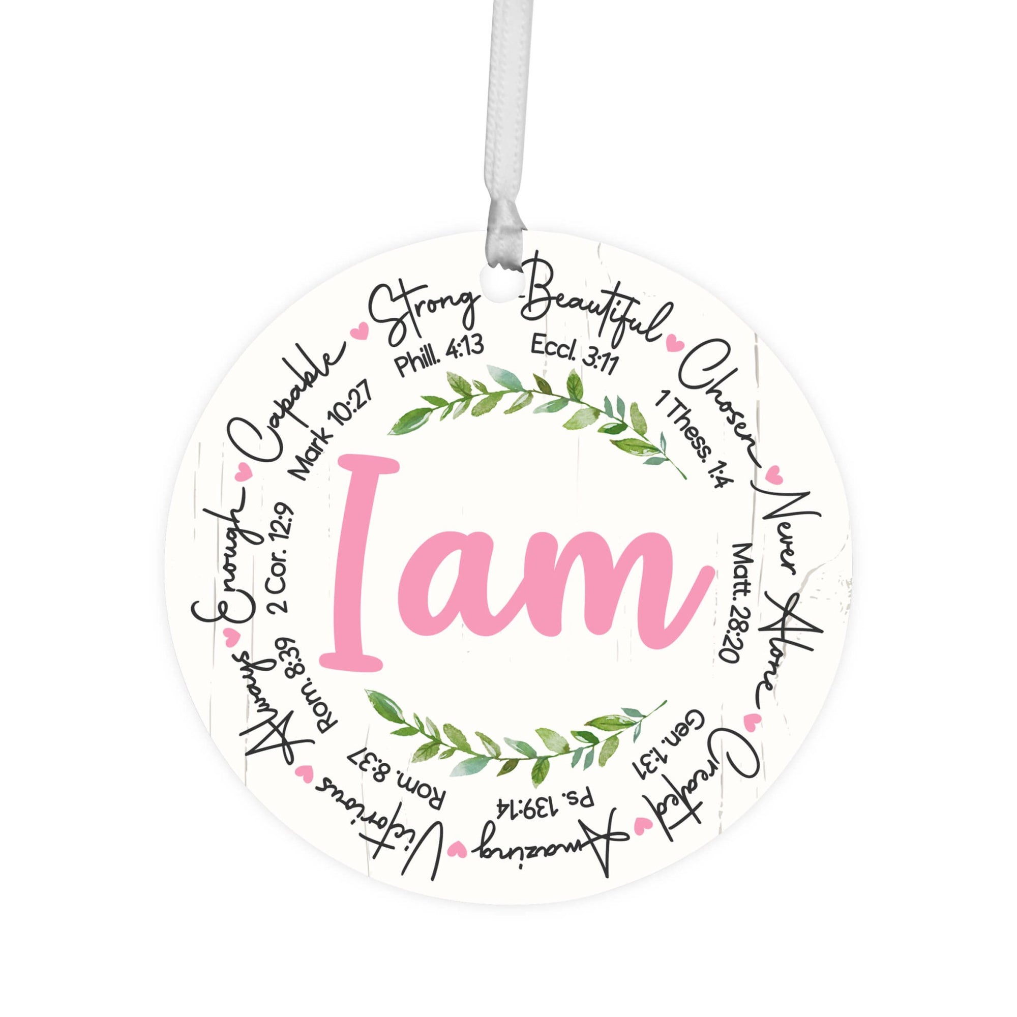 Wooden Baptism Hanging Ornament Gift for Godchild - I Am Strong - LifeSong Milestones