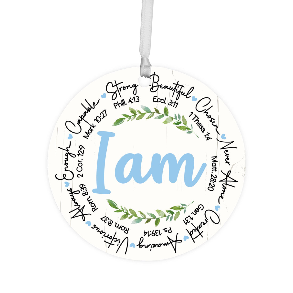 Wooden Baptism Hanging Ornament Gift for Godchild - I Am Strong - LifeSong Milestones