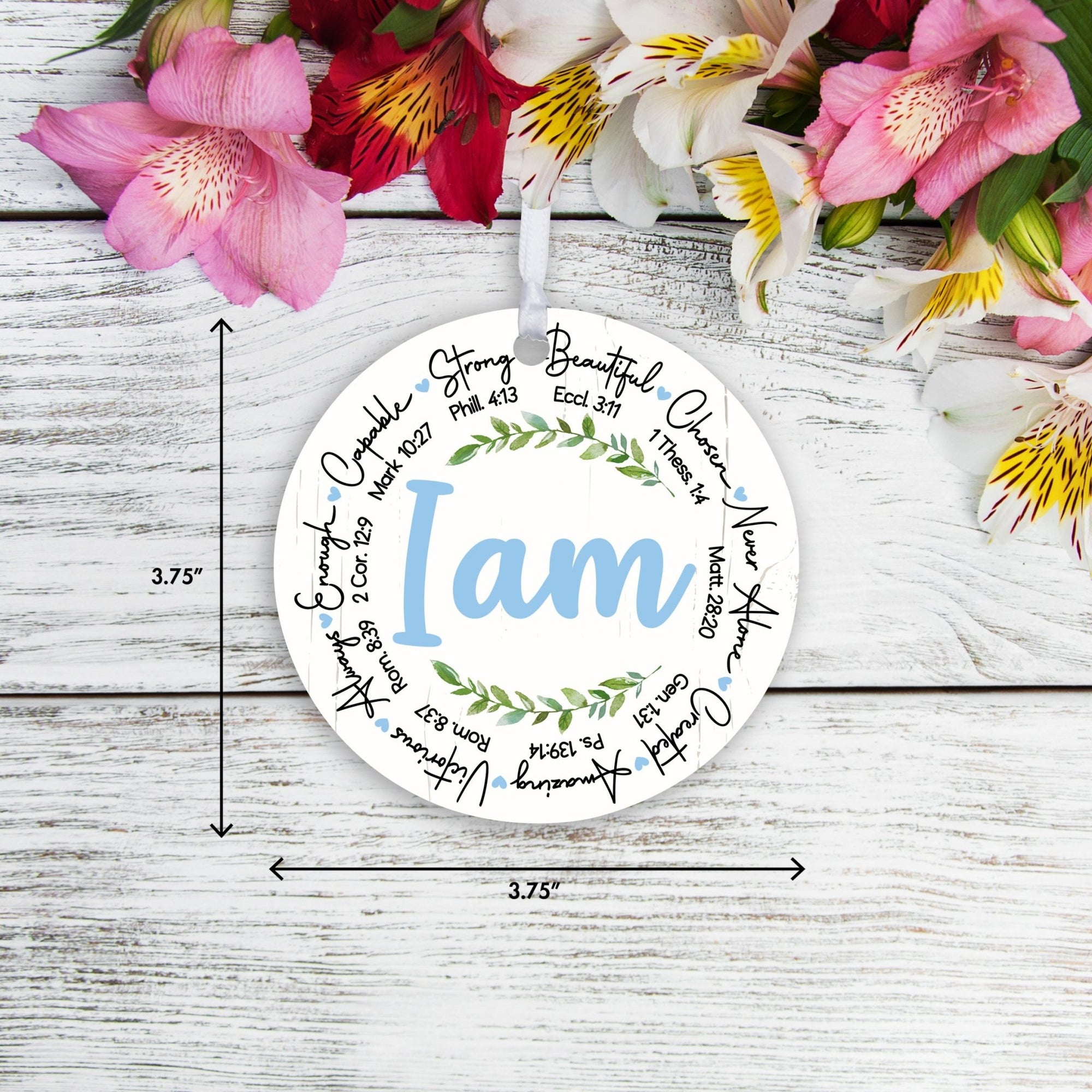 Wooden Baptism Hanging Ornament Gift for Godchild - I Am Strong - LifeSong Milestones