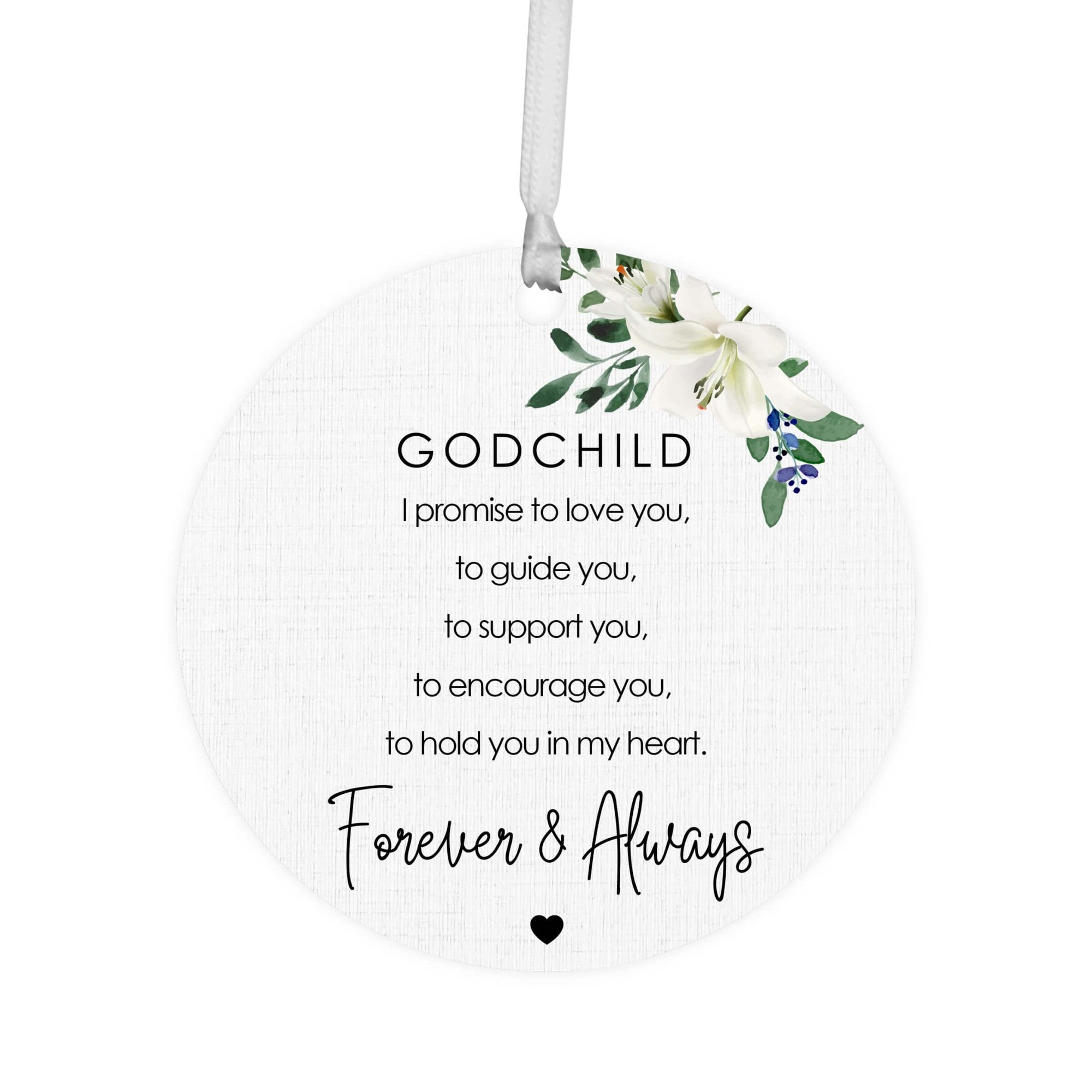 Wooden Baptism Hanging Ornament Gift For Godchild - I Promise To Love You - LifeSong Milestones