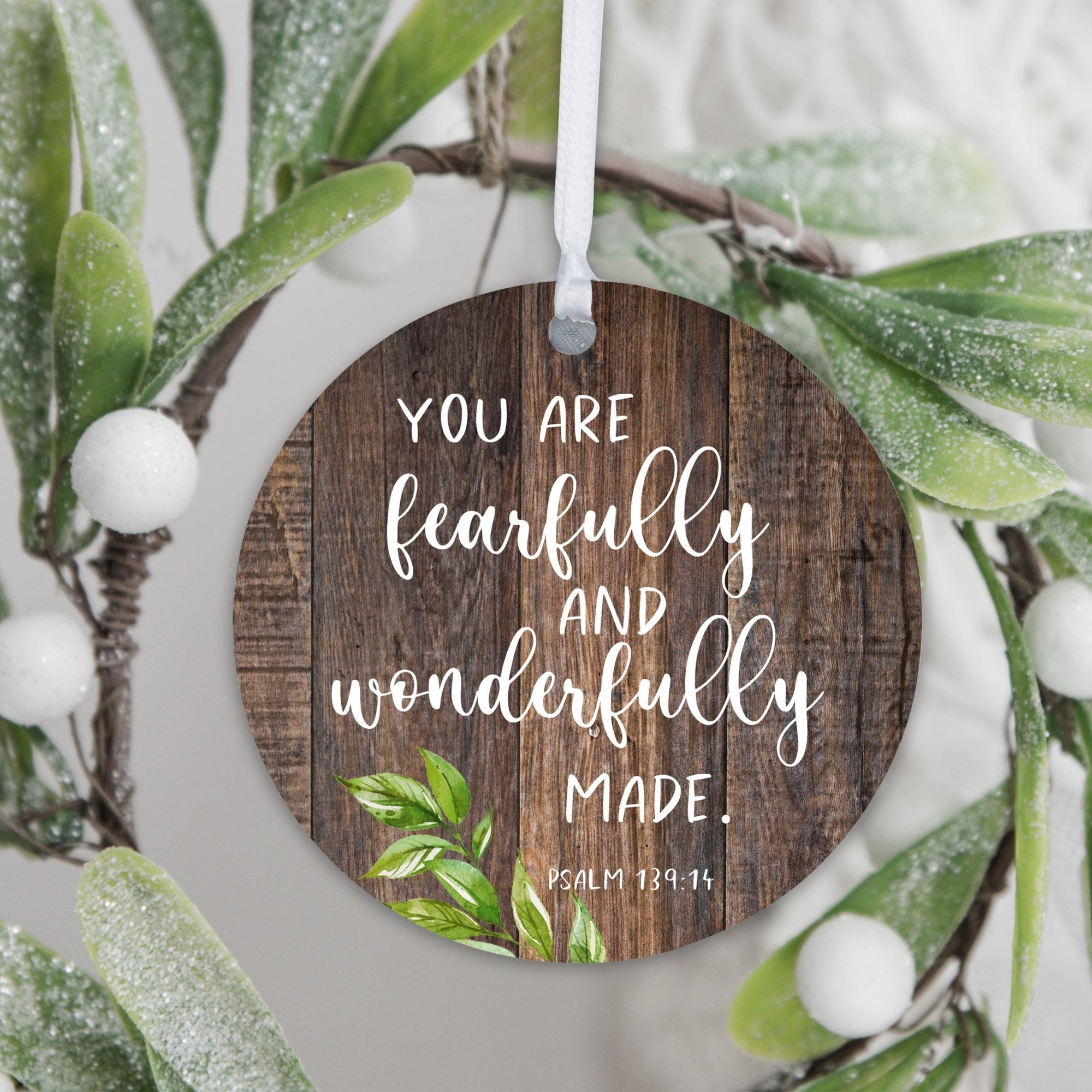 Wooden Baptism Hanging Ornament Gift for Godchild - You Are Fearfully and Wonderfully - LifeSong Milestones