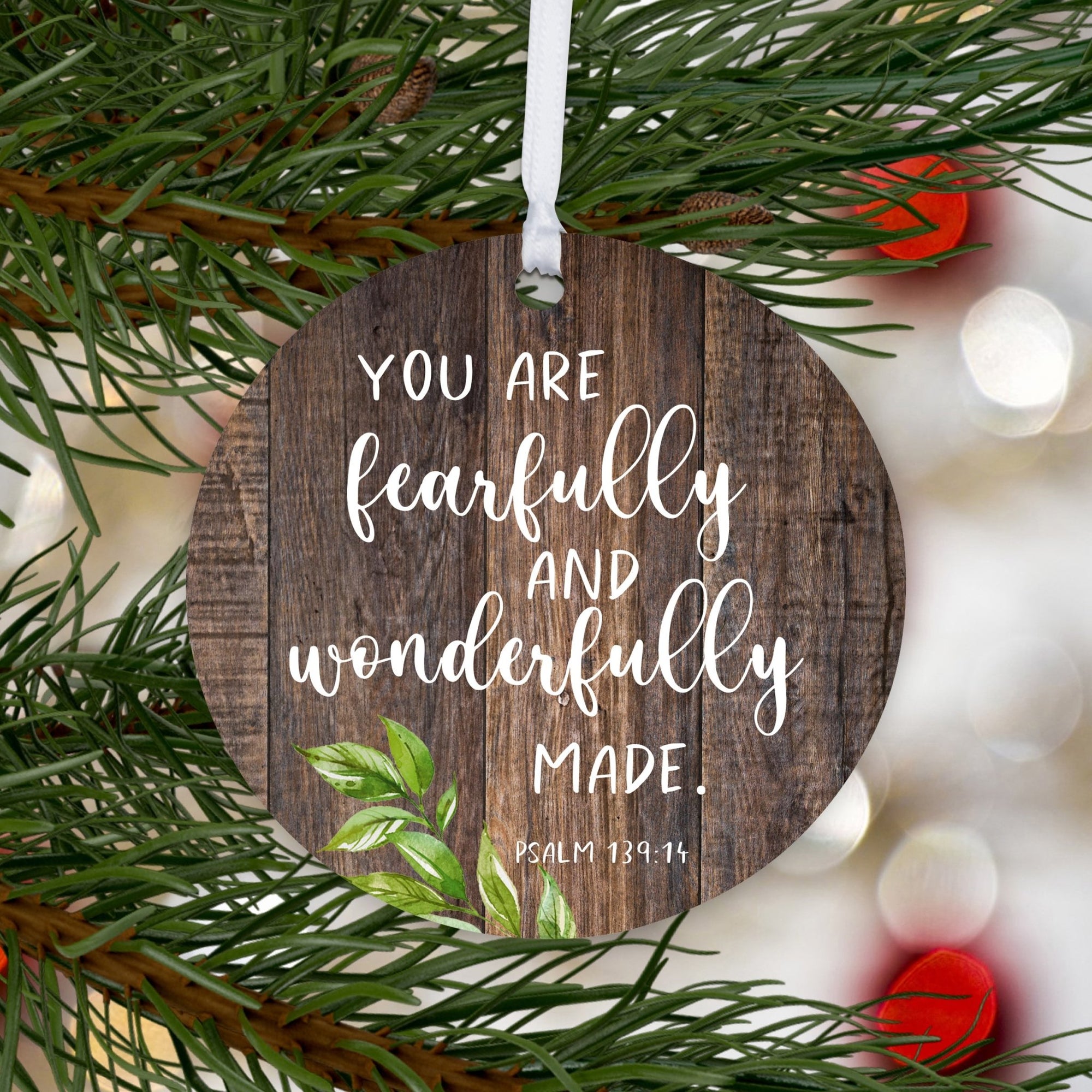 Wooden Baptism Hanging Ornament Gift for Godchild - You Are Fearfully and Wonderfully - LifeSong Milestones