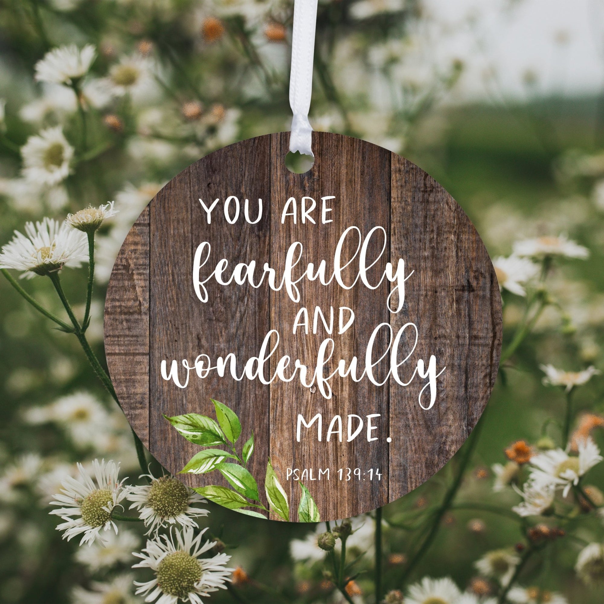 Wooden Baptism Hanging Ornament Gift for Godchild - You Are Fearfully and Wonderfully - LifeSong Milestones