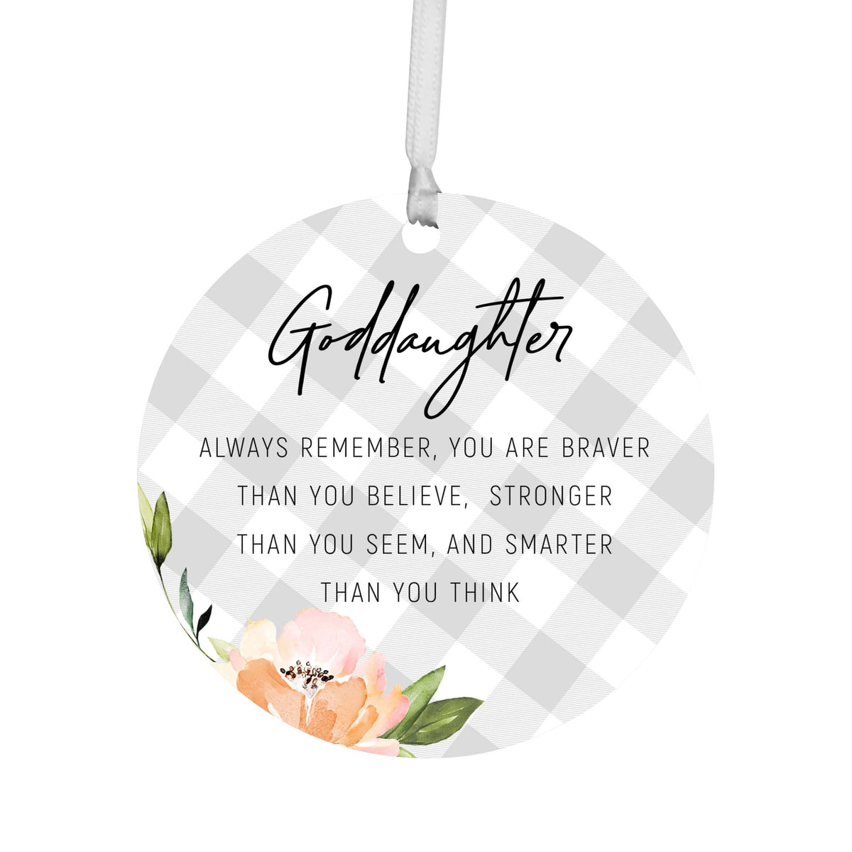 Wooden Baptism Hanging Ornament Gift for Goddaughter - Always Remember You Are Braver - LifeSong Milestones