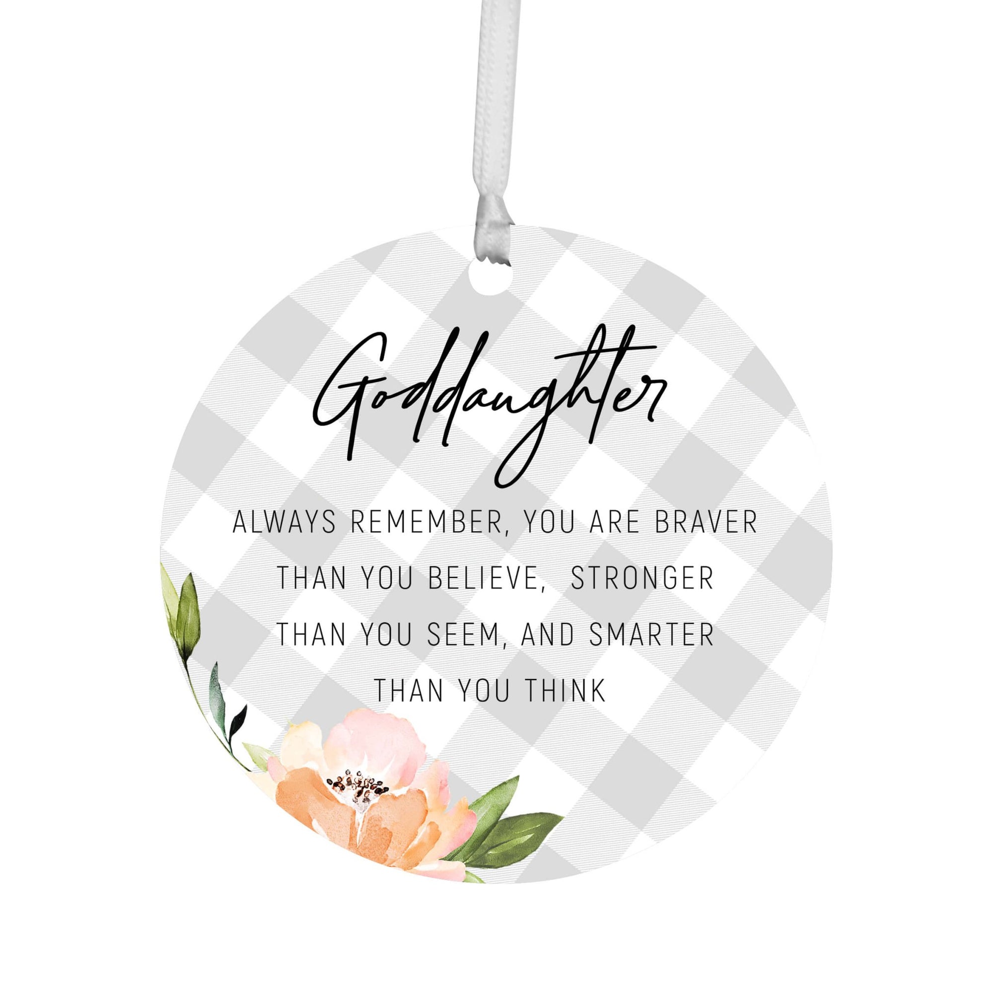 Wooden Baptism Hanging Ornament Gift for Goddaughter - Always Remember You Are Braver - LifeSong Milestones