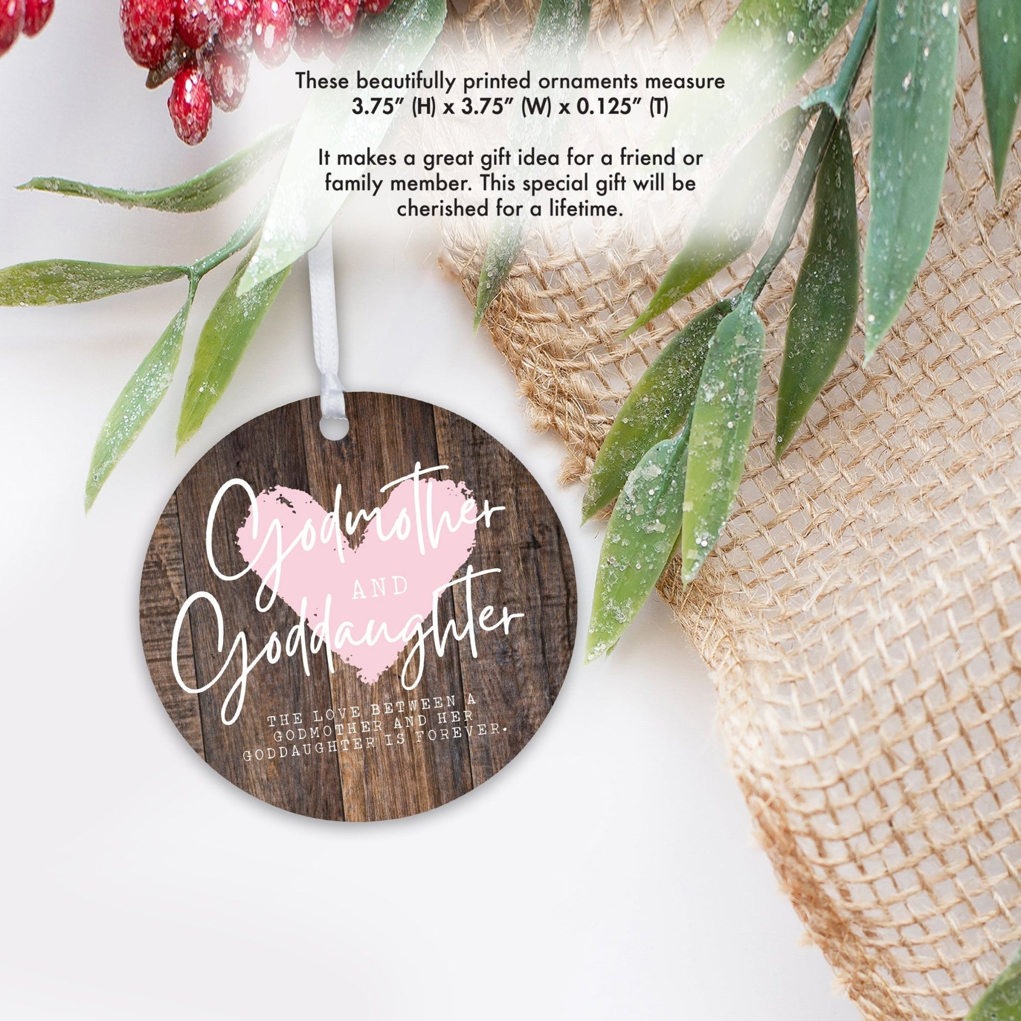 Wooden Baptism Hanging Ornament Gift for Goddaughter - The Love Between - LifeSong Milestones