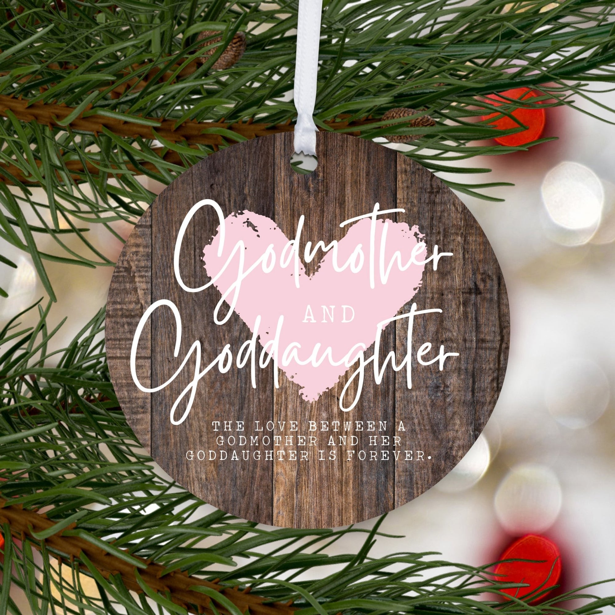 Wooden Baptism Hanging Ornament Gift for Goddaughter - The Love Between - LifeSong Milestones