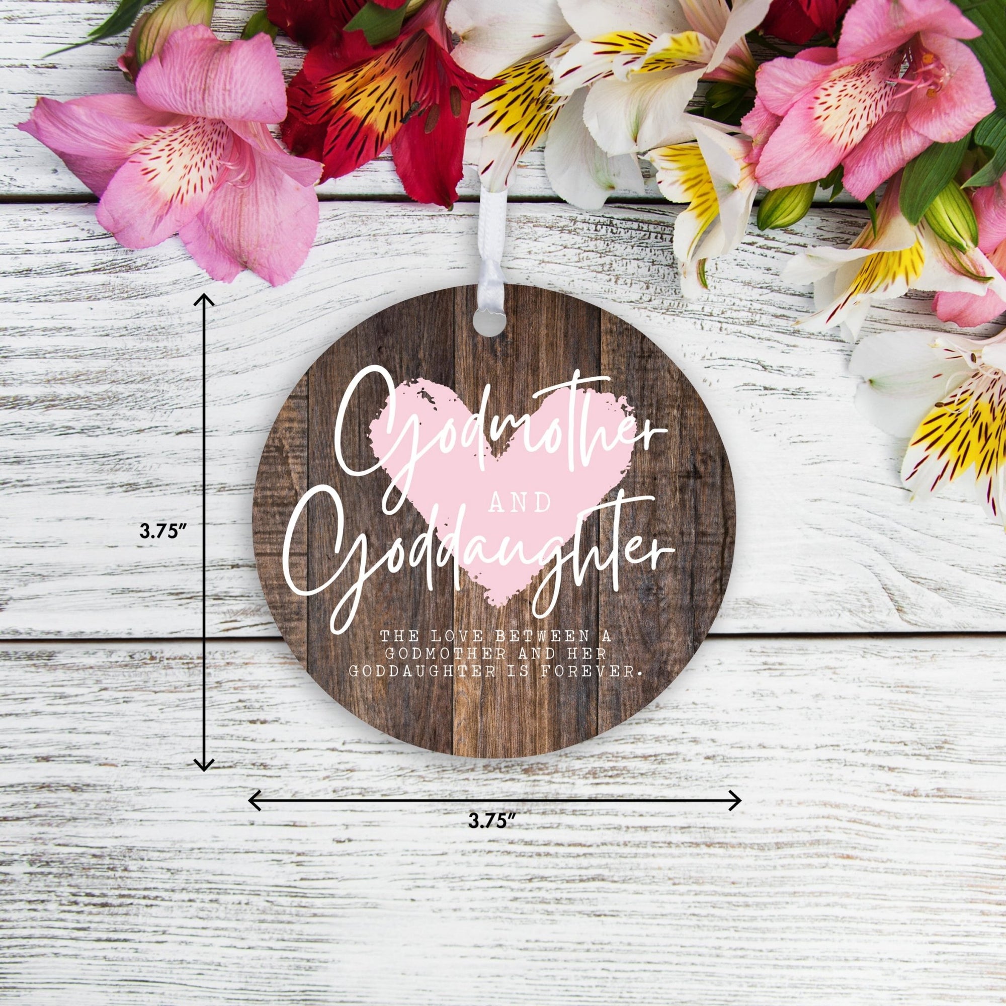 Wooden Baptism Hanging Ornament Gift for Goddaughter - The Love Between - LifeSong Milestones