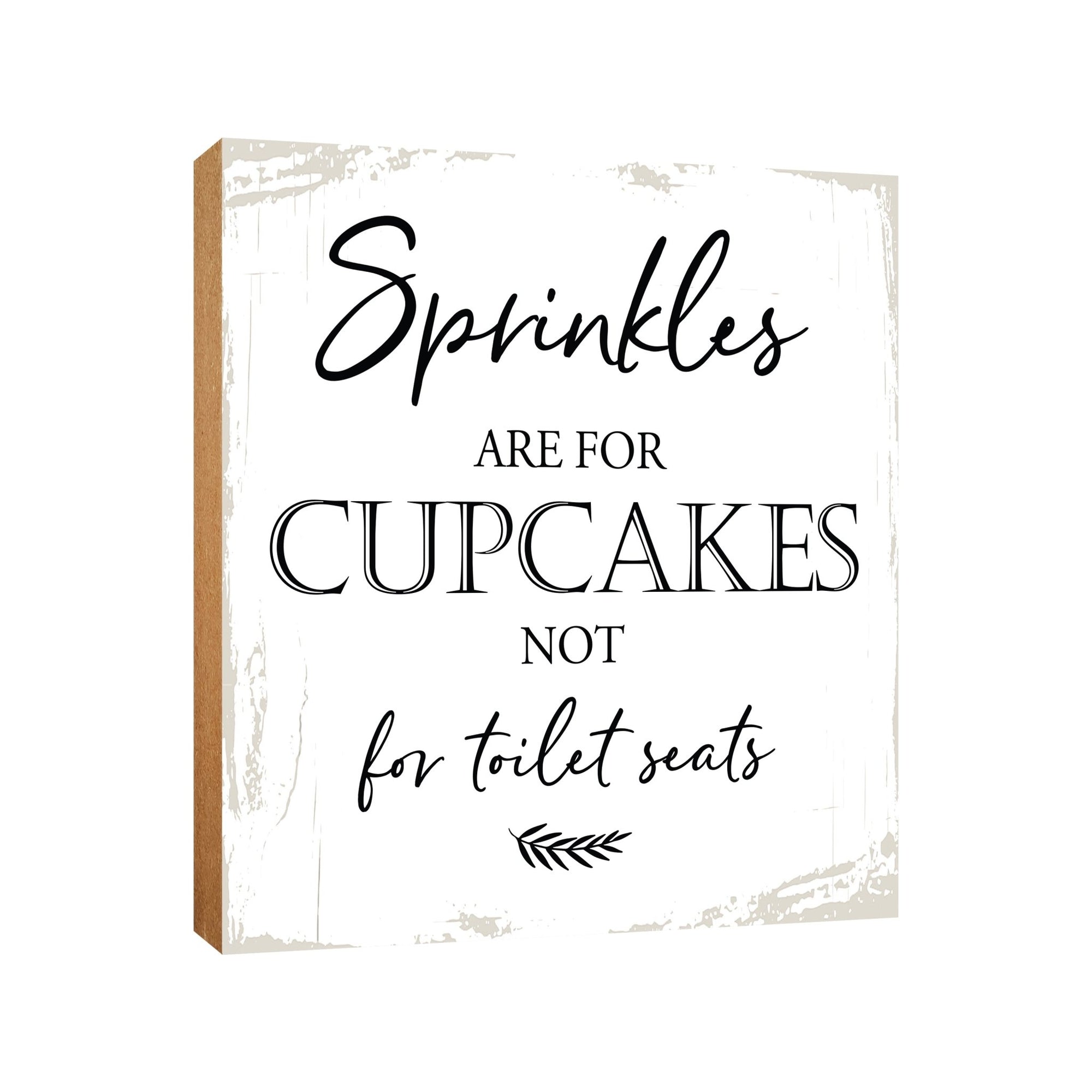 Wooden BATHROOM 6x6 Block shelf decor (Sprinkles Are For Cupcakes) Inspirational Plaque Tabletop and Family Home Decoration - LifeSong Milestones