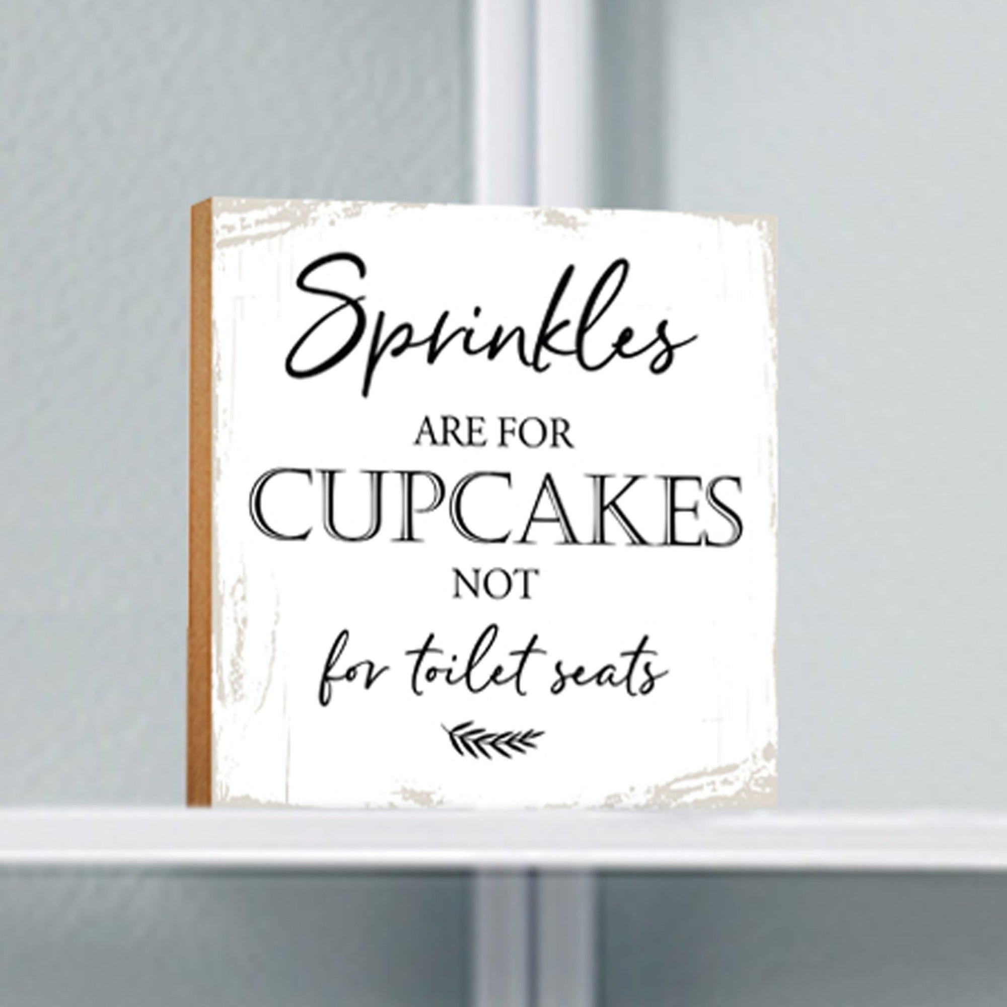 Wooden BATHROOM 6x6 Block shelf decor (Sprinkles Are For Cupcakes) Inspirational Plaque Tabletop and Family Home Decoration - LifeSong Milestones