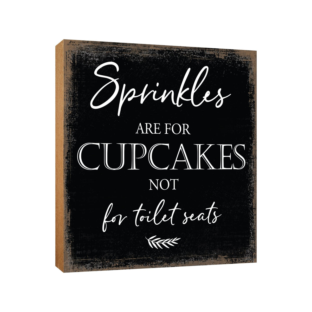 Wooden BATHROOM 6x6 Block shelf decor (Sprinkles Are For Cupcakes) Inspirational Plaque Tabletop and Family Home Decoration - LifeSong Milestones