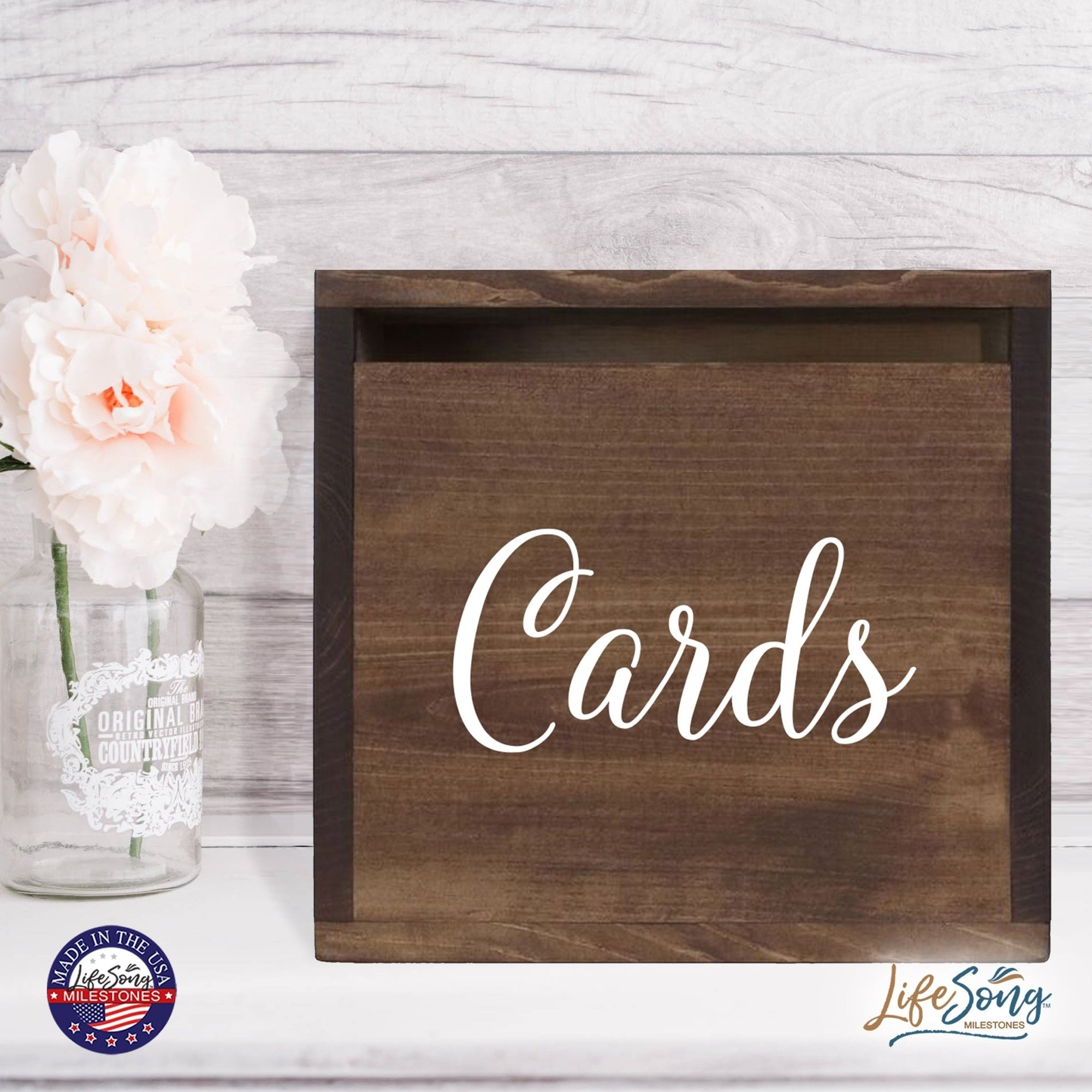 Wooden Card Box for Wedding Ceremonies, Venues, Receptions, Bridal Showers, and Engagement Parties 13.5x12 - Wedding Card Box - LifeSong Milestones