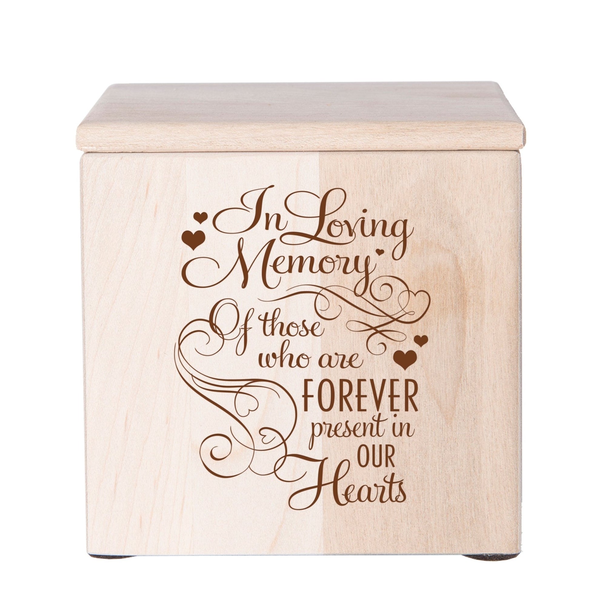 Engraved Tabletop Wooden Urn Box for Cherishing Ashes of Loved Ones