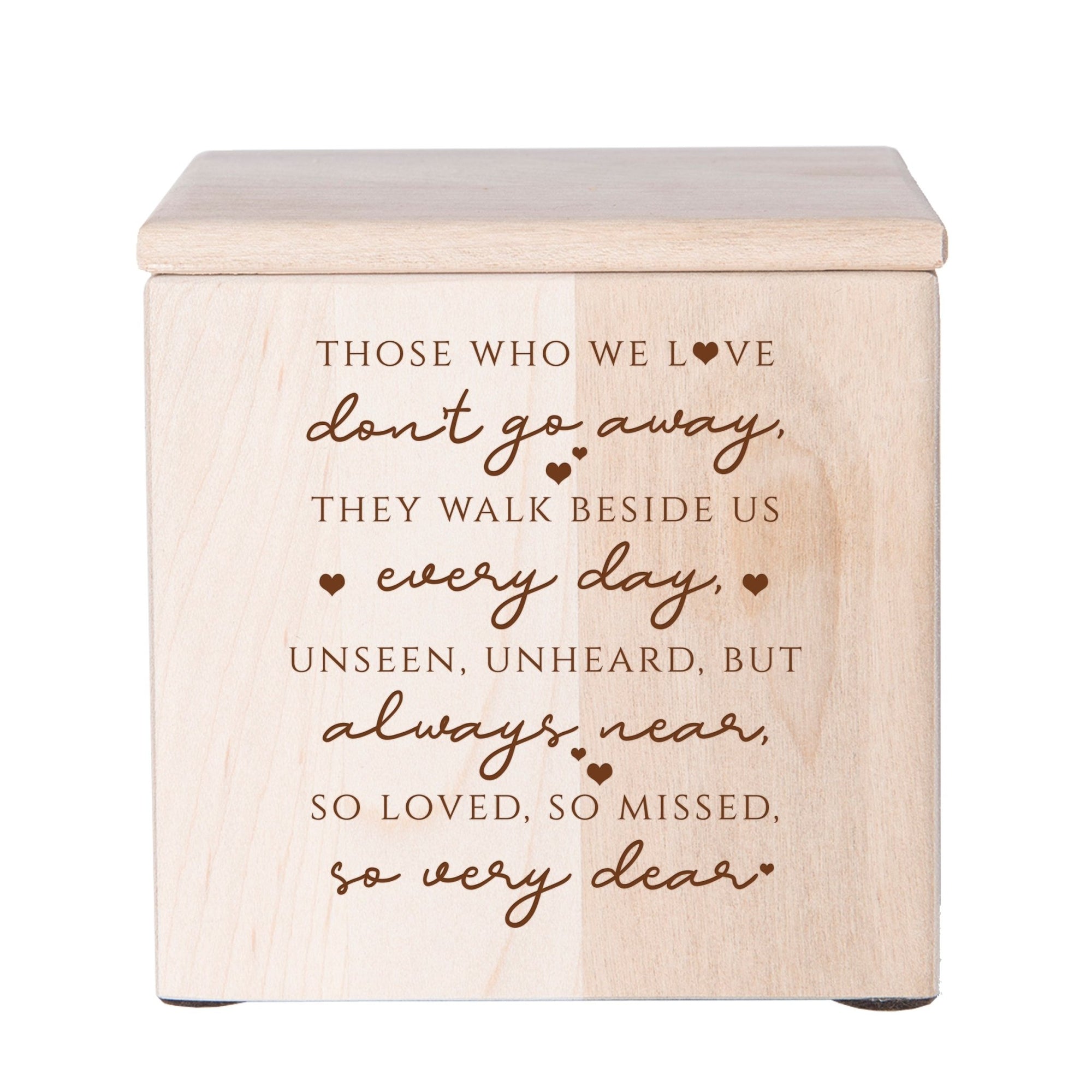 Engraved Tabletop Wooden Urn Box for Cherishing Ashes of Loved Ones