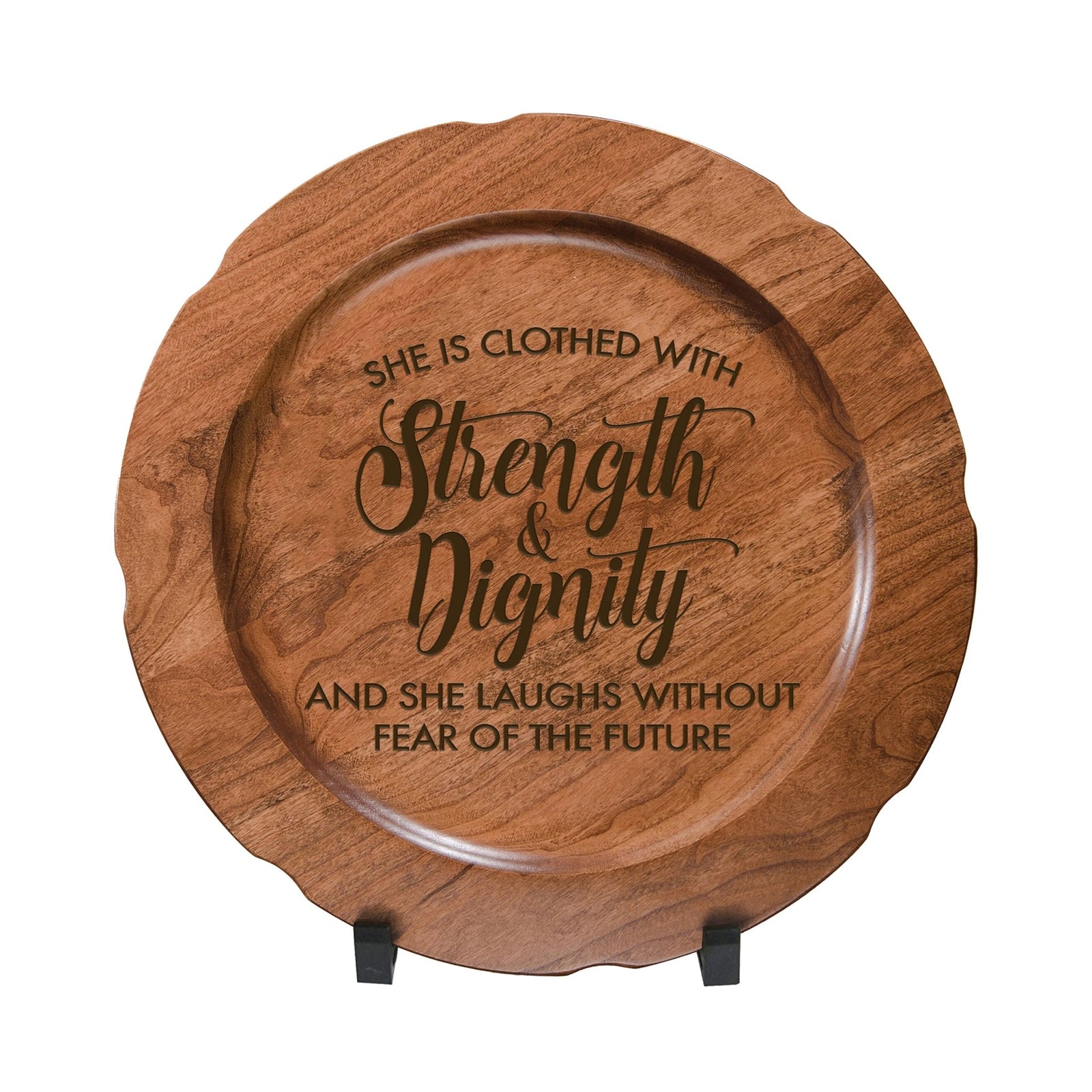 Wooden Decorative Plate 12” - Strength and Dignity - LifeSong Milestones