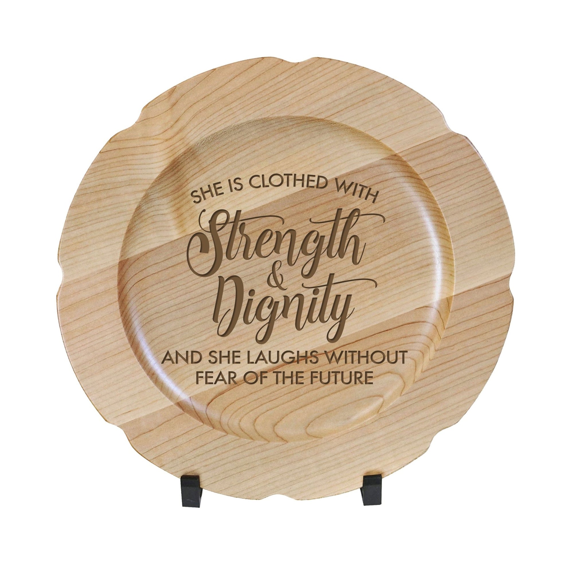 Wooden Decorative Plate 12” - Strength and Dignity - LifeSong Milestones