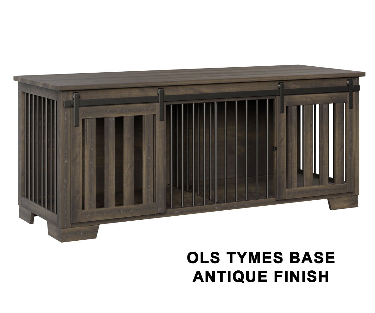 Wooden Dog Crate Furniture Double Kennel with Barn Doors LifeSong Milestones