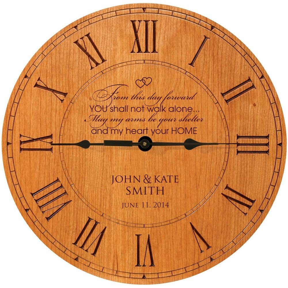 Wooden Engraved Personalized Wedding Anniversary Wall Clock Gift for Couples - From This Day Forward - LifeSong Milestones