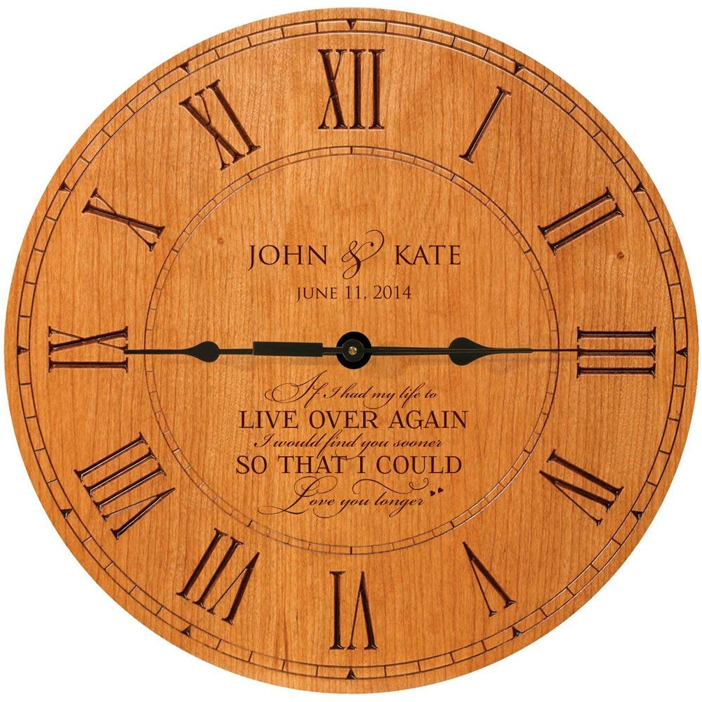 Wooden Engraved Personalized Wedding Anniversary Wall Clock Gift for Couples - If I Had My Life to Live - LifeSong Milestones