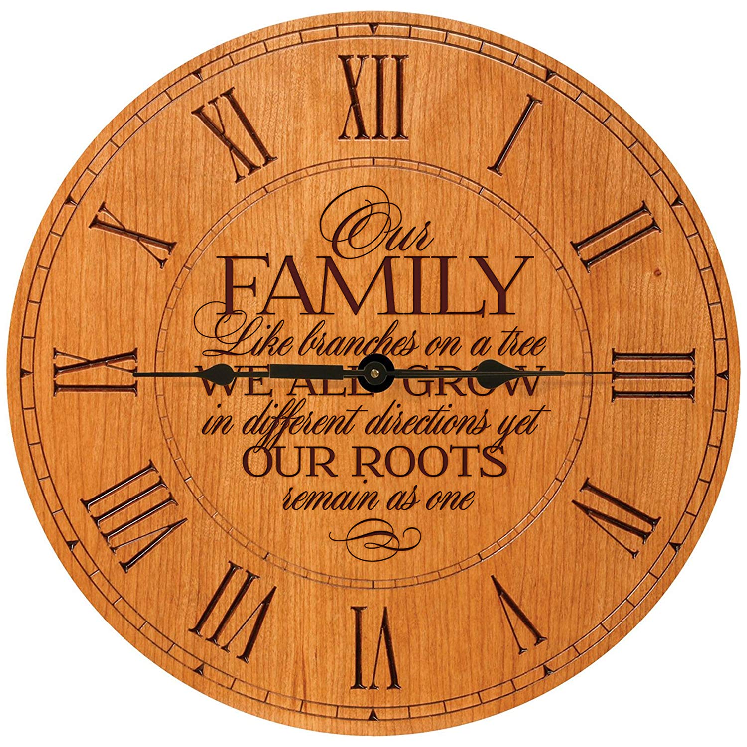 Wooden Engraved Personalized Wedding Anniversary Wall Clock Gift for Couples - Our Family Like - LifeSong Milestones