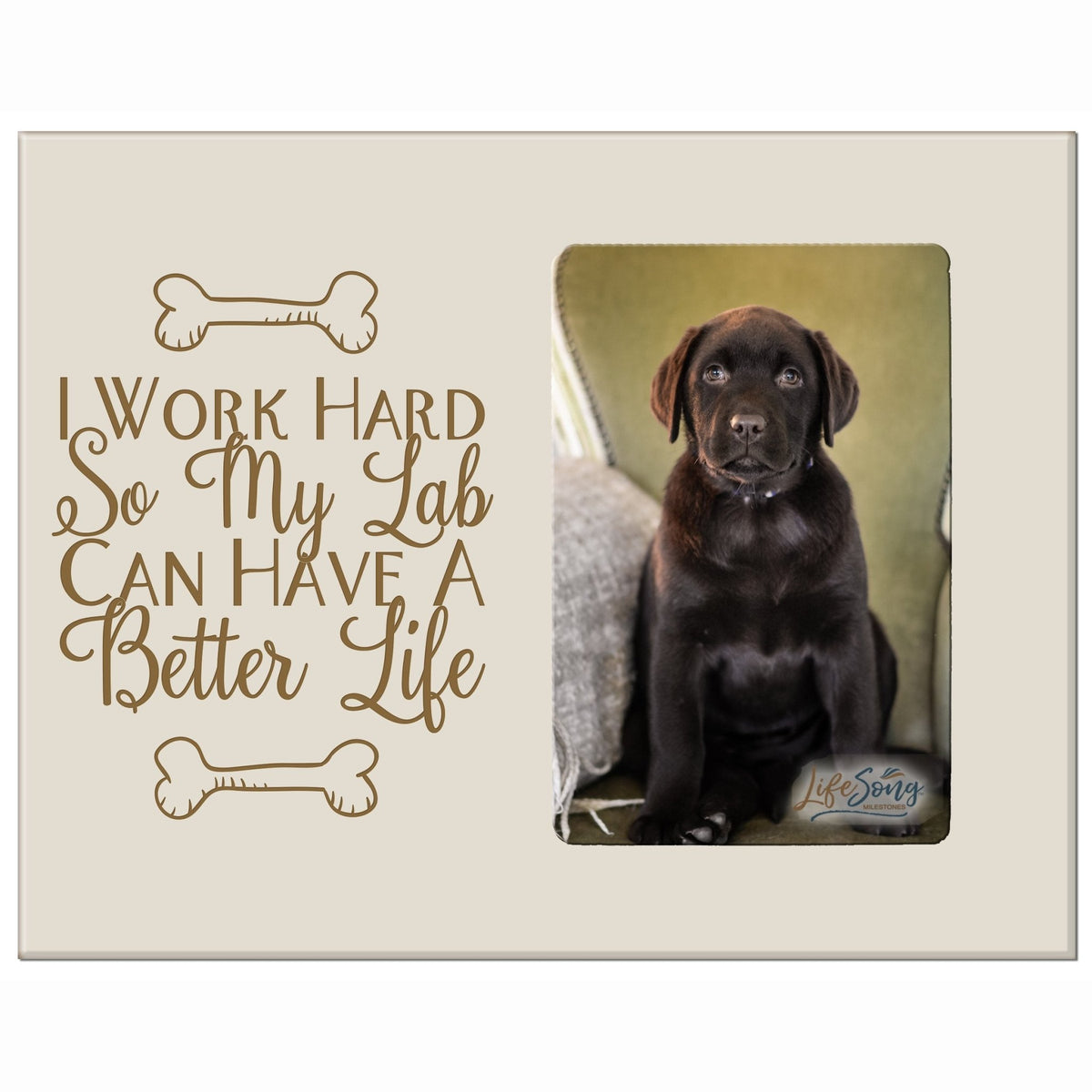 Wooden Inspirational 8x10 Picture Frame for Pet Dogs holds 4x6 photo I Work Hard - LifeSong Milestones