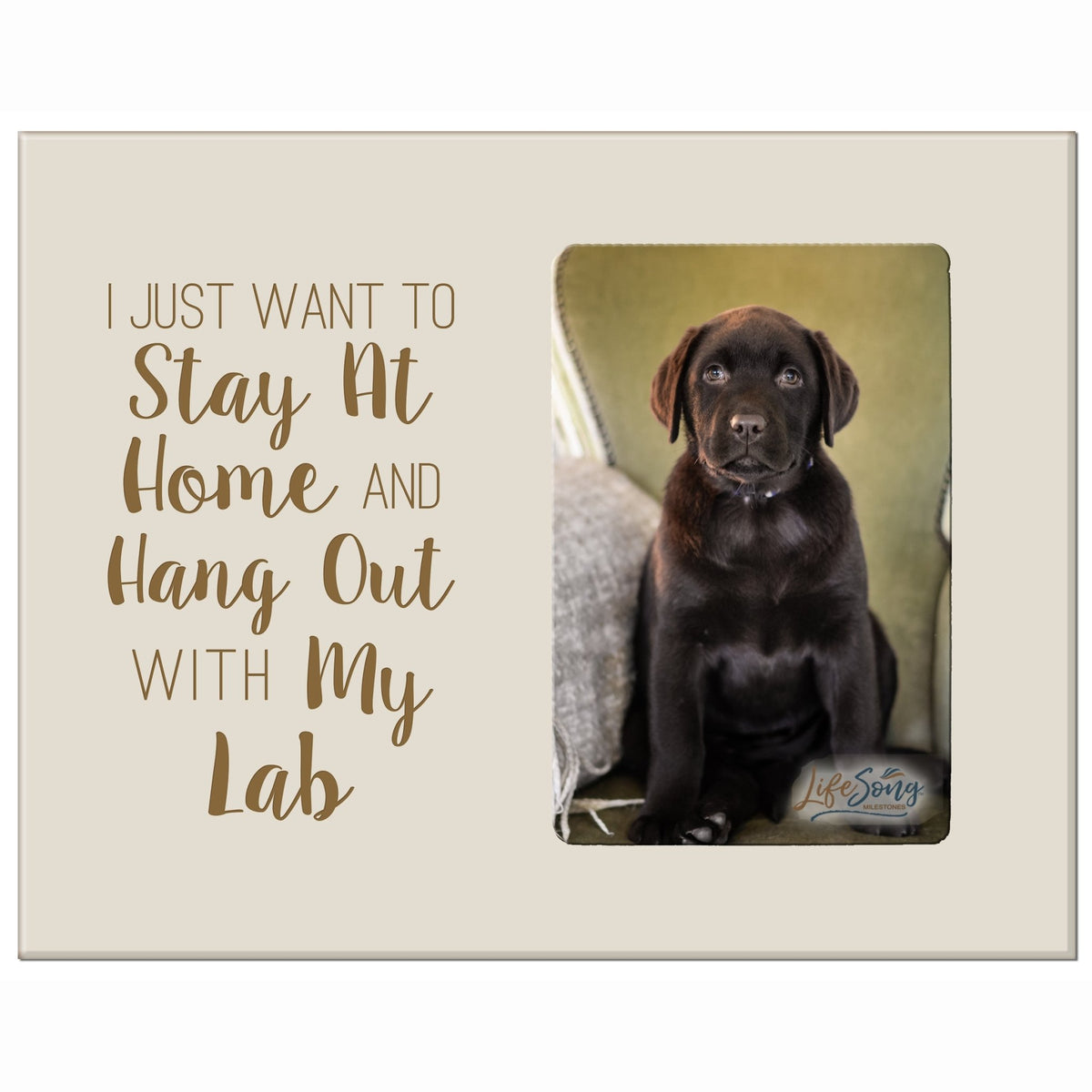 Wooden Inspirational 8x10 Picture Frame for Pet Dogs holds 4x6 photo Stay Home - LifeSong Milestones