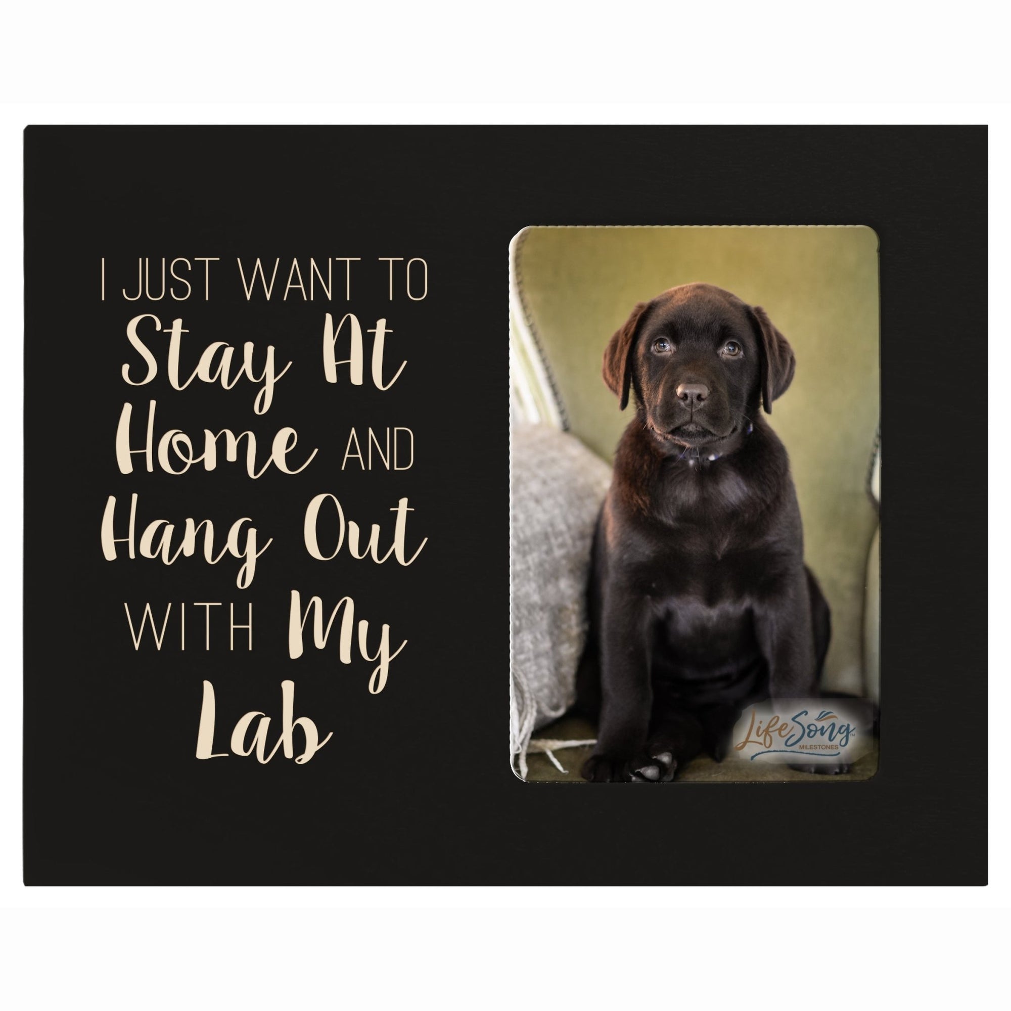 Wooden Inspirational 8x10 Picture Frame for Pet Dogs holds 4x6 photo Stay Home - LifeSong Milestones